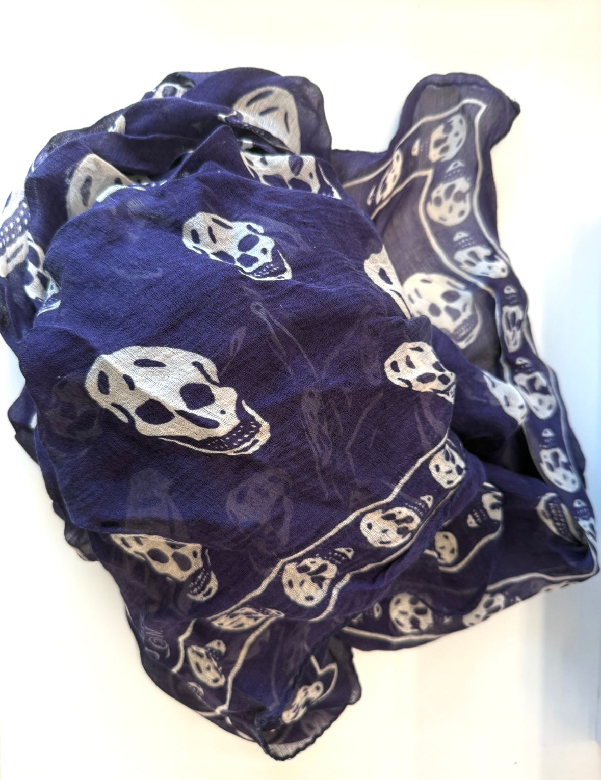 Alexander McQueen Skull Navy Scarf