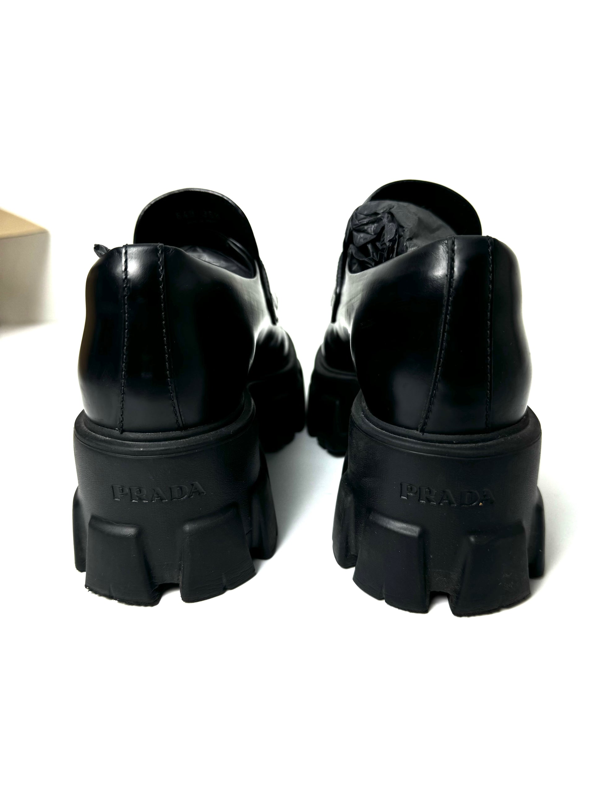 Prada Monolith Brushed Leather Loafer