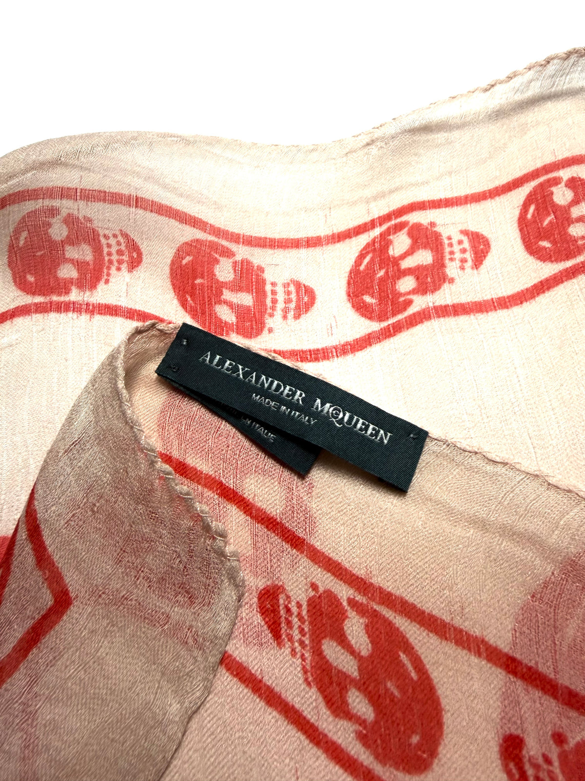 Alexander McQueen Red Silk Skull Scarf