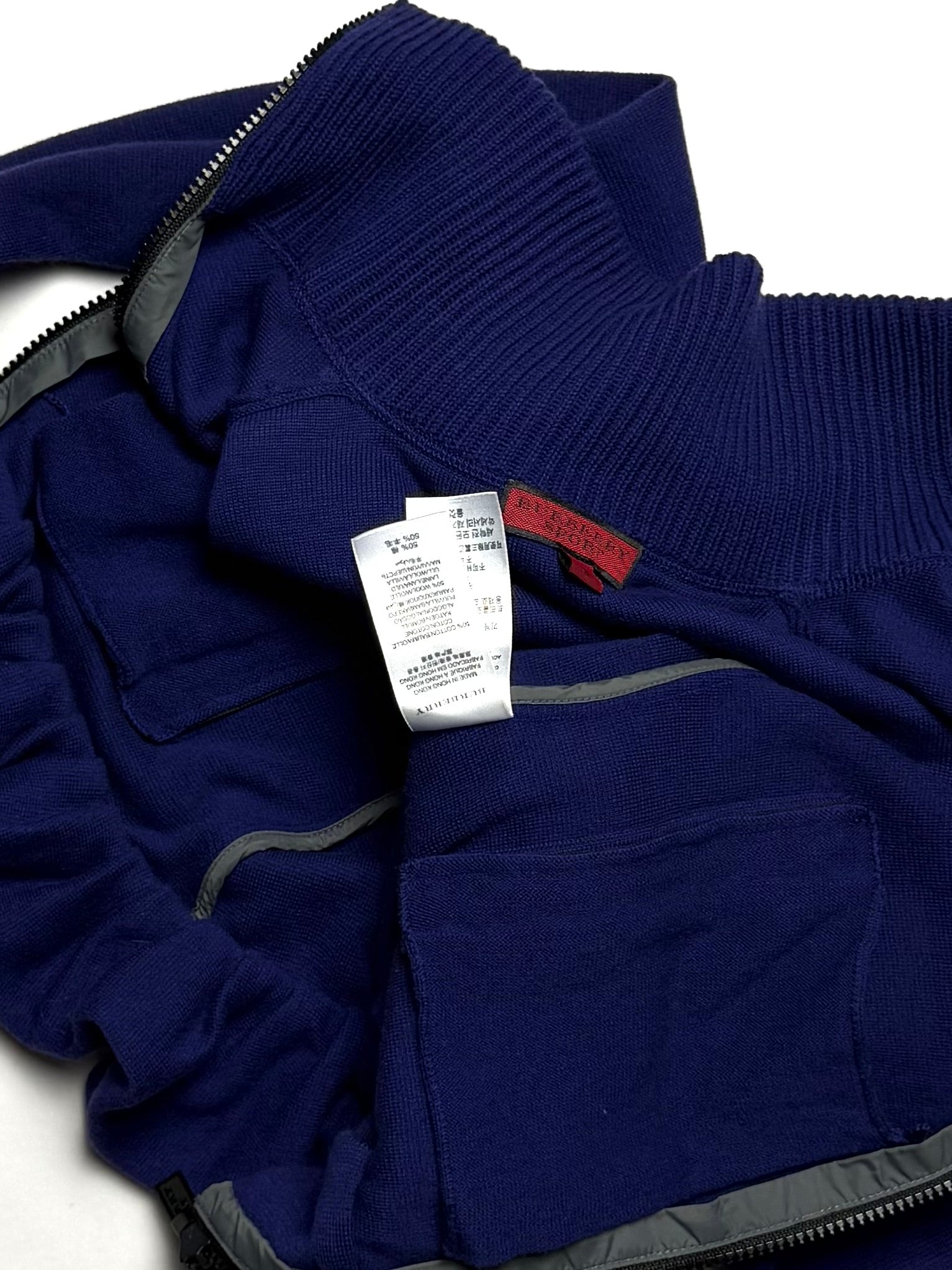 BURBERRY Sport Navy Zip Up Ruffle Hem Jacket