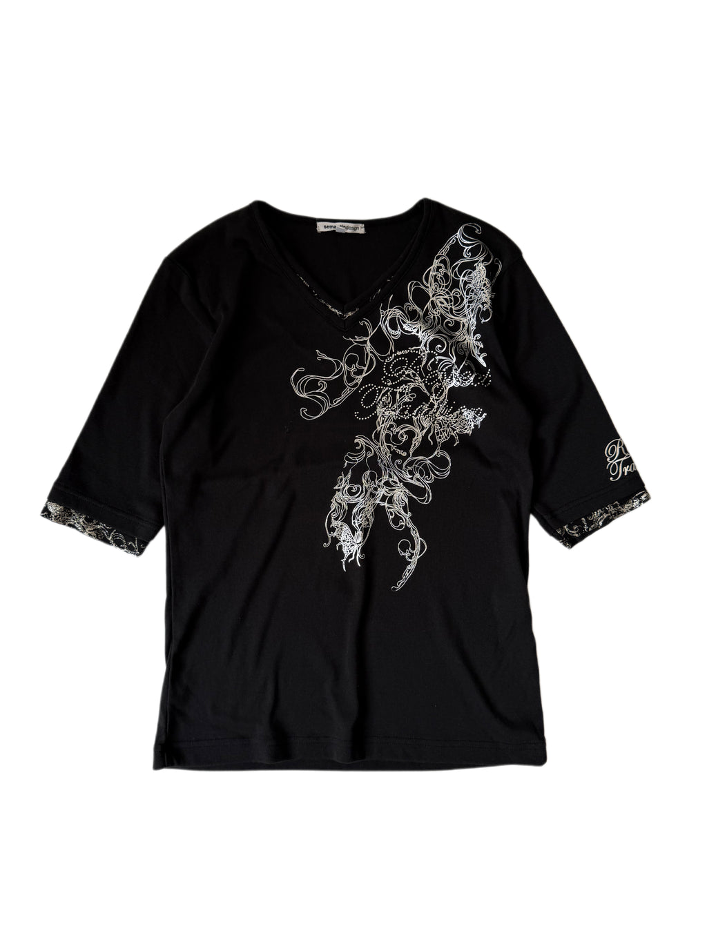 Semantic Design Double V-Collar Quarter Sleeve