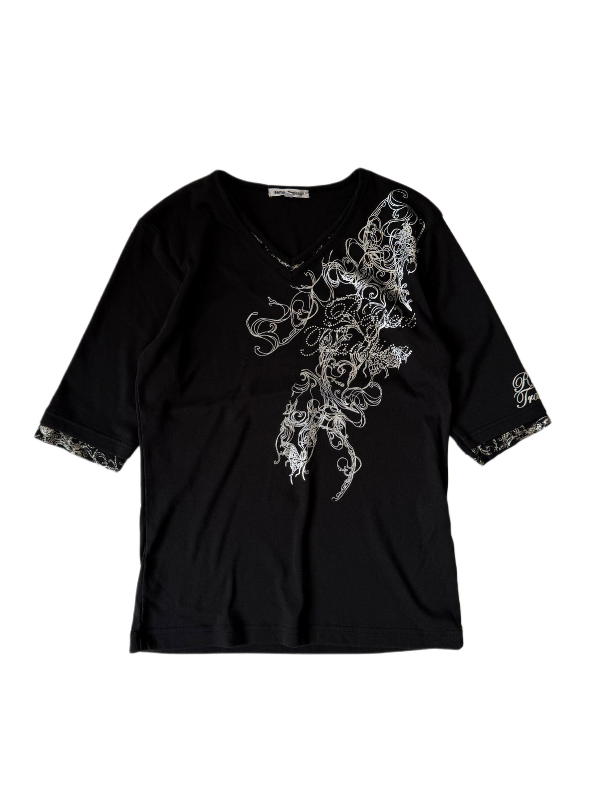 Semantic Design Double V-Collar Quarter Sleeve
