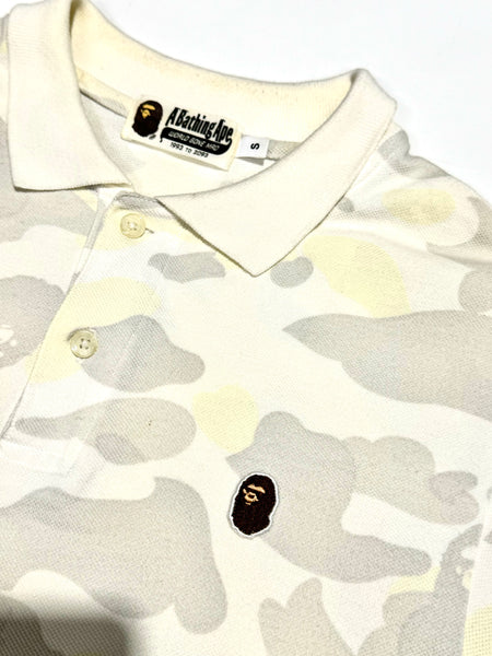 BAPE OG White/ Gry Camo Polo Shirt