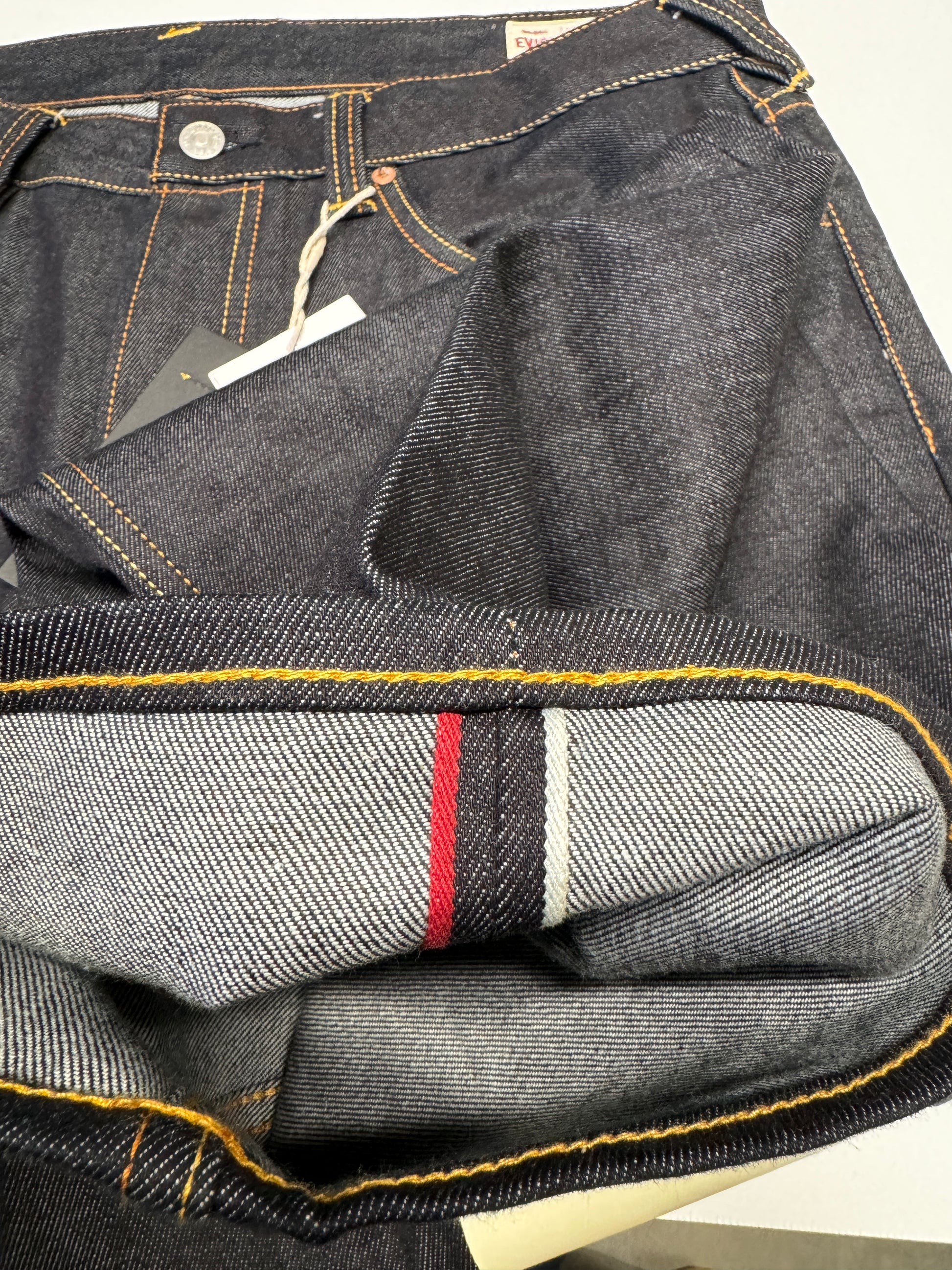 Evisu Yellow Daicock Raw Denim Jean