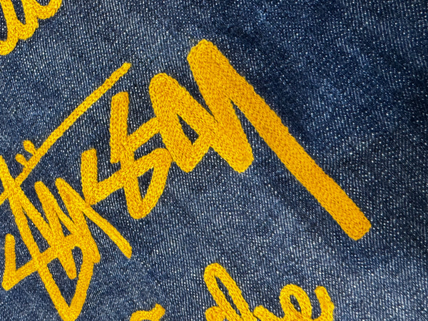 Stussy JP Denim Indigo Yellow Embroidery Jacket