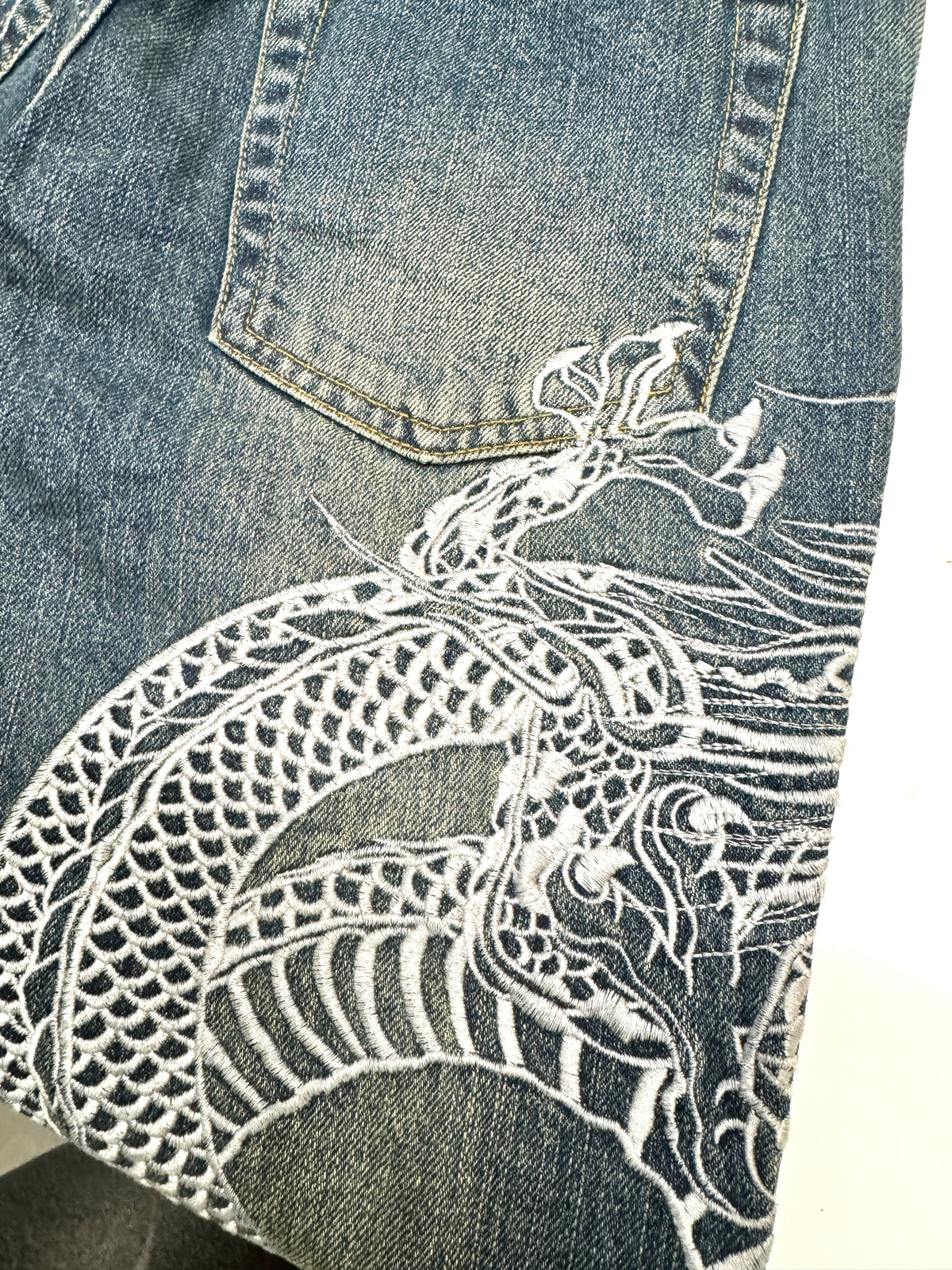 Acupuncture Dragon Washed Denim Jean
