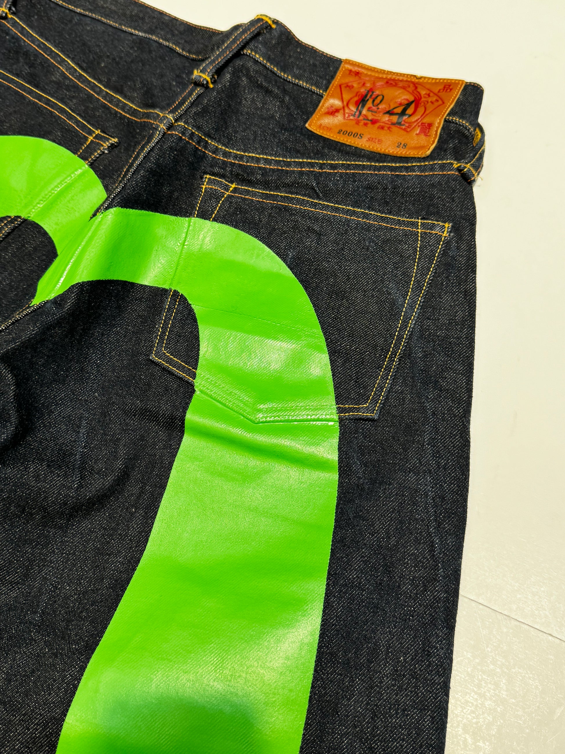 Evisu Green Daicock Washed Denim Jorts
