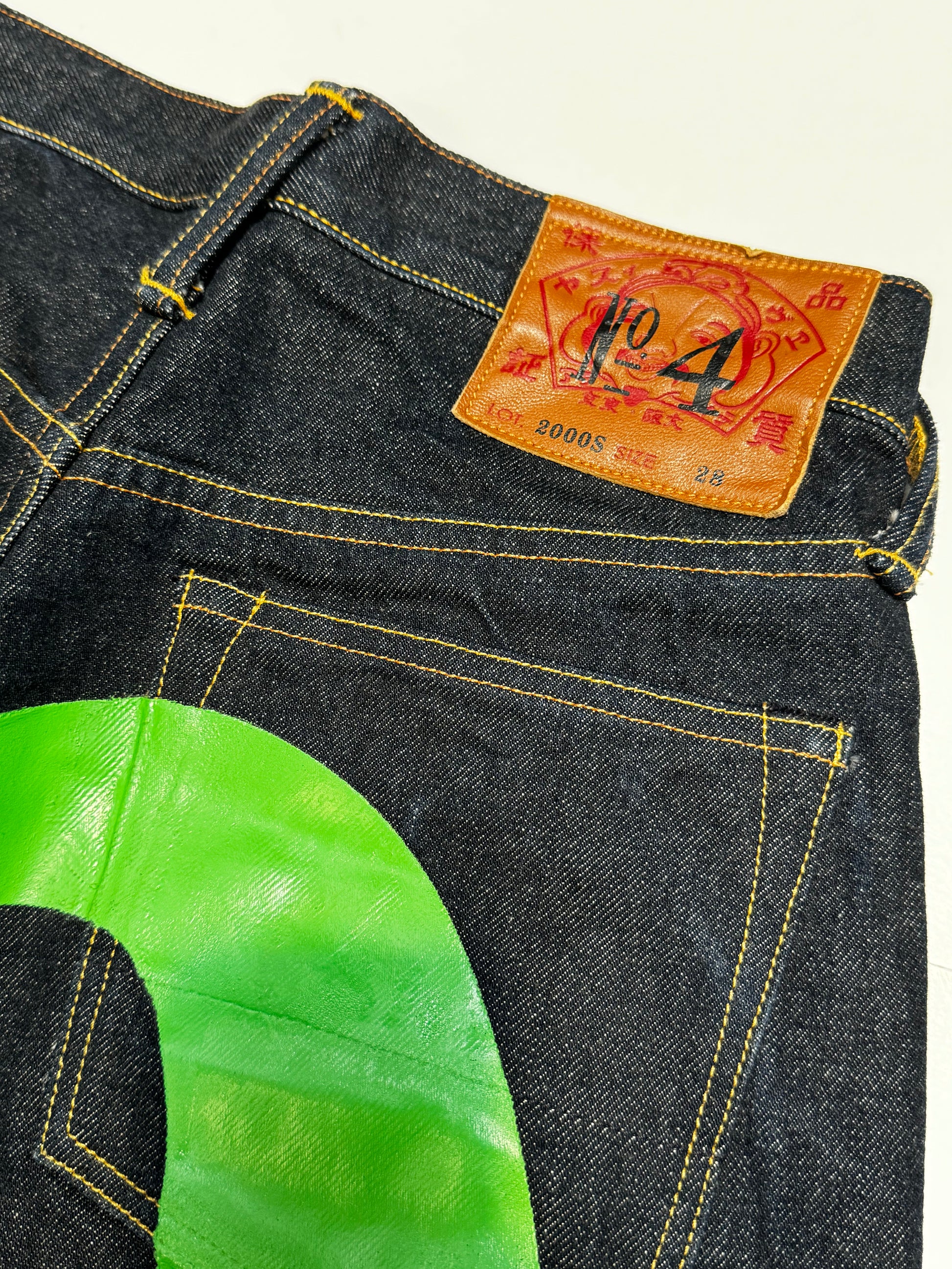 Evisu Green Daicock Washed Denim Jorts