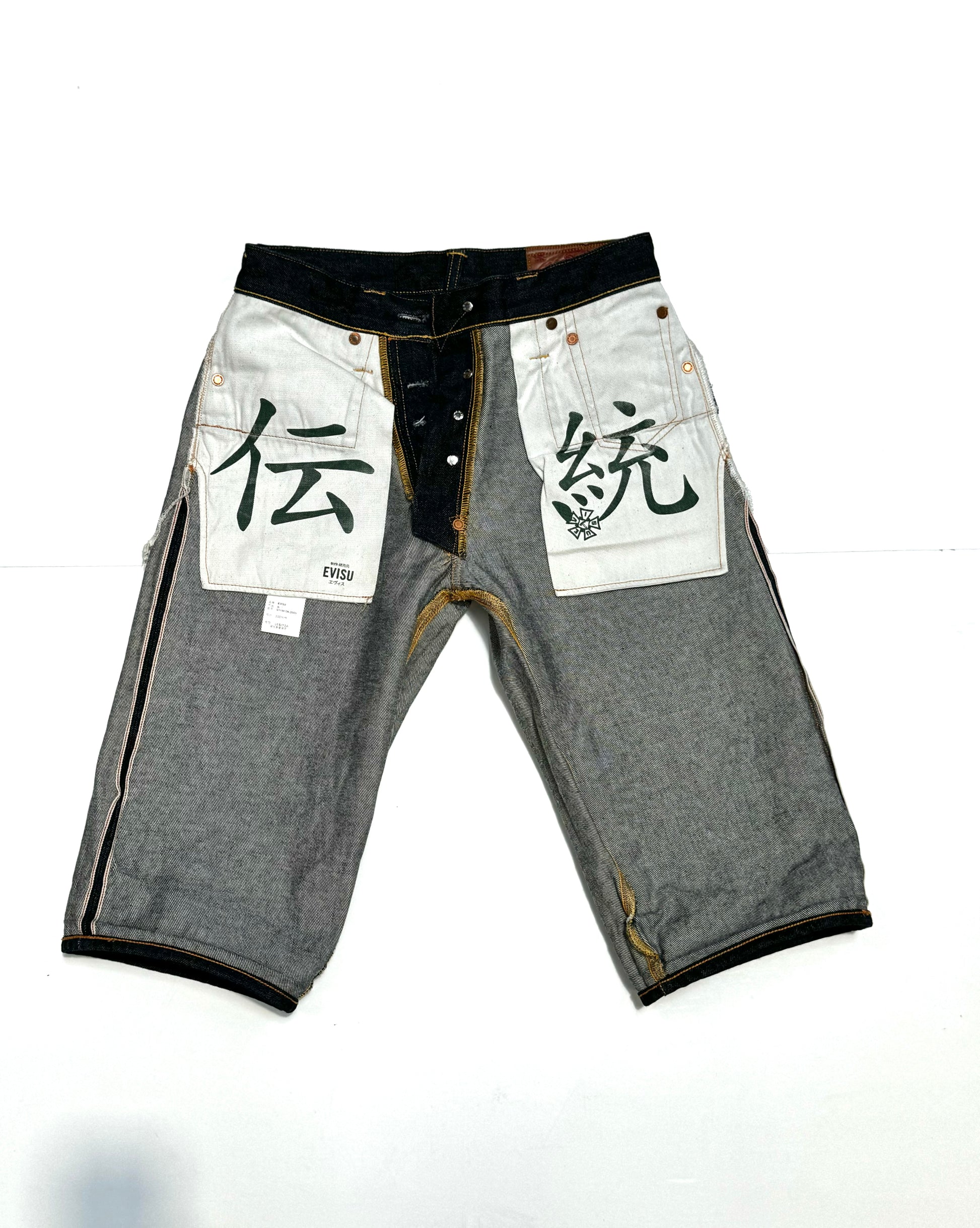 Evisu Green Daicock Washed Denim Jorts