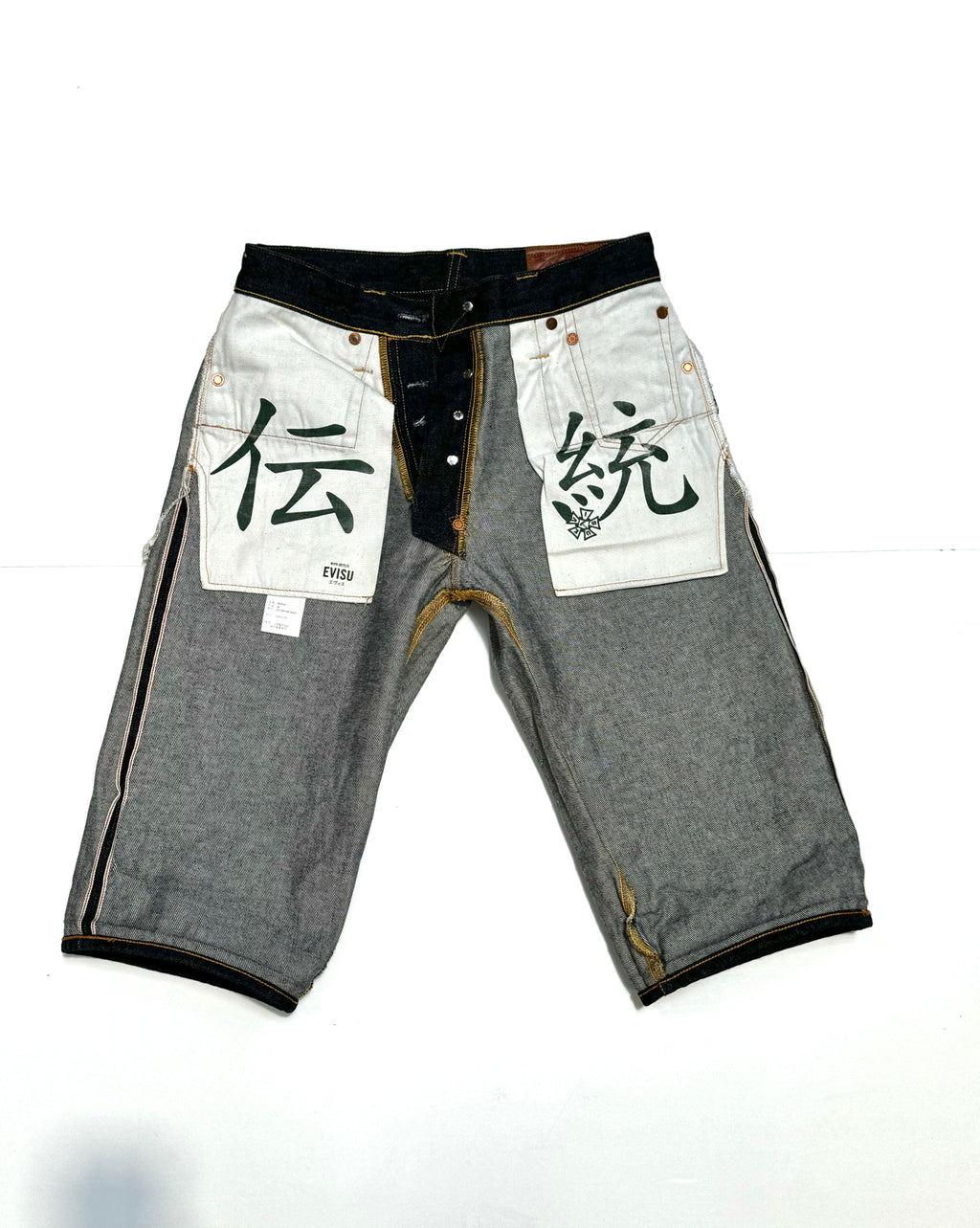 Evisu Green Daicock Washed Denim Jorts