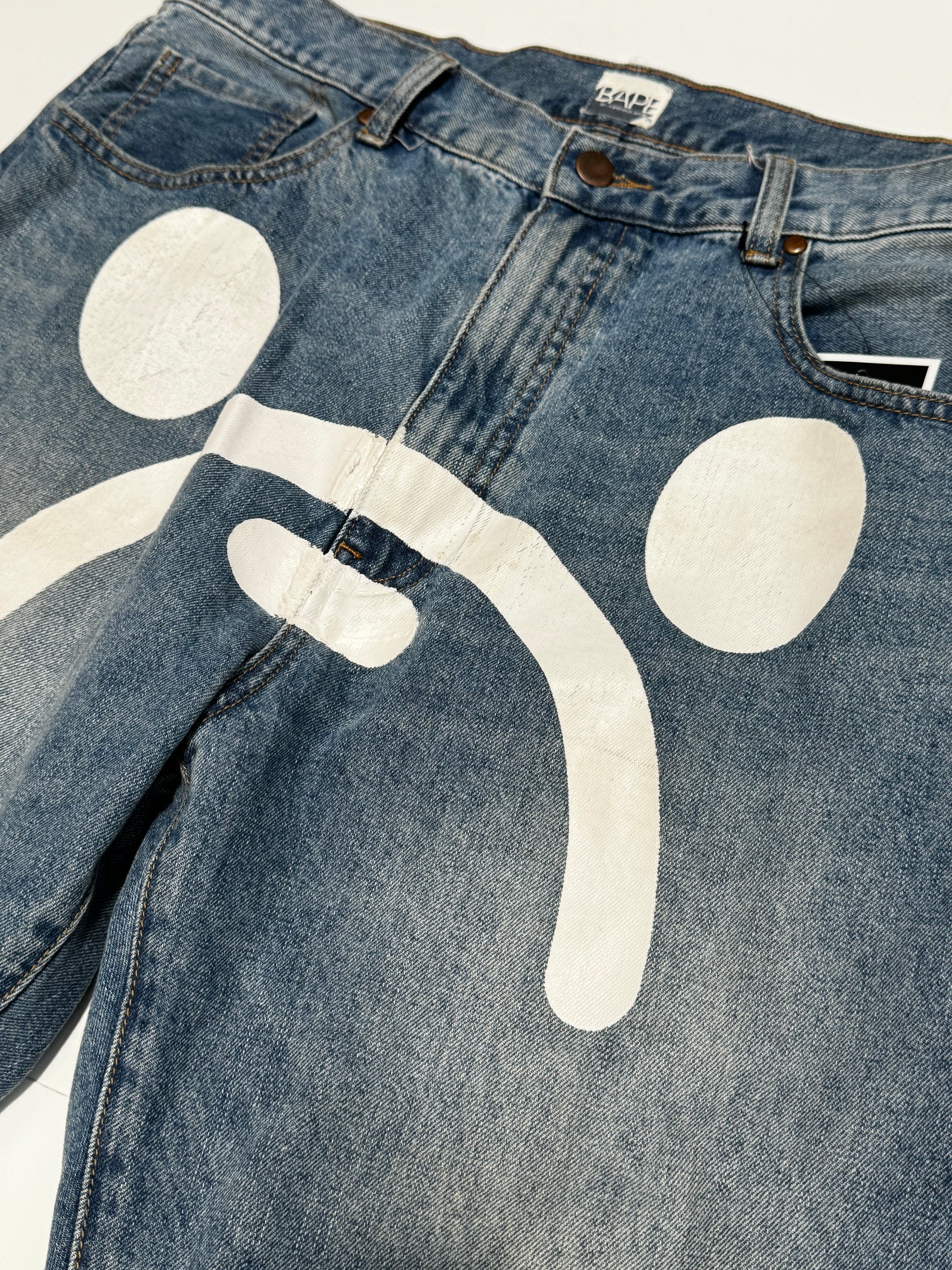 BAPE OG Sad Face Washed Denim Jean
