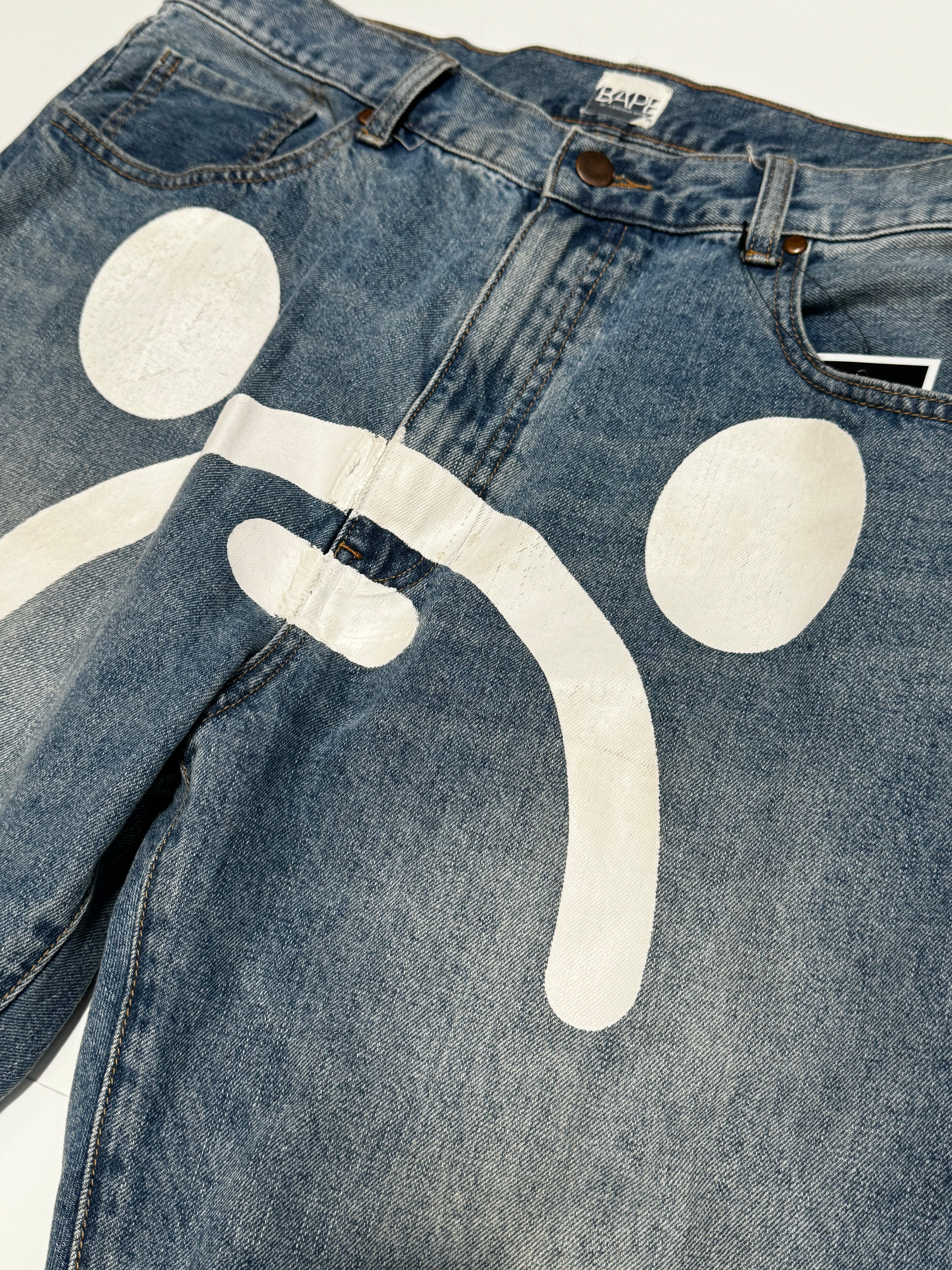 BAPE OG Sad Face Washed Denim Jean