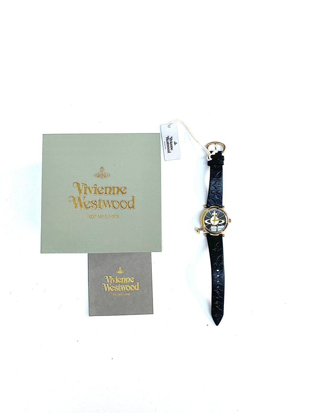 Vivienne Westwood Black Leather Star Embossed Watch