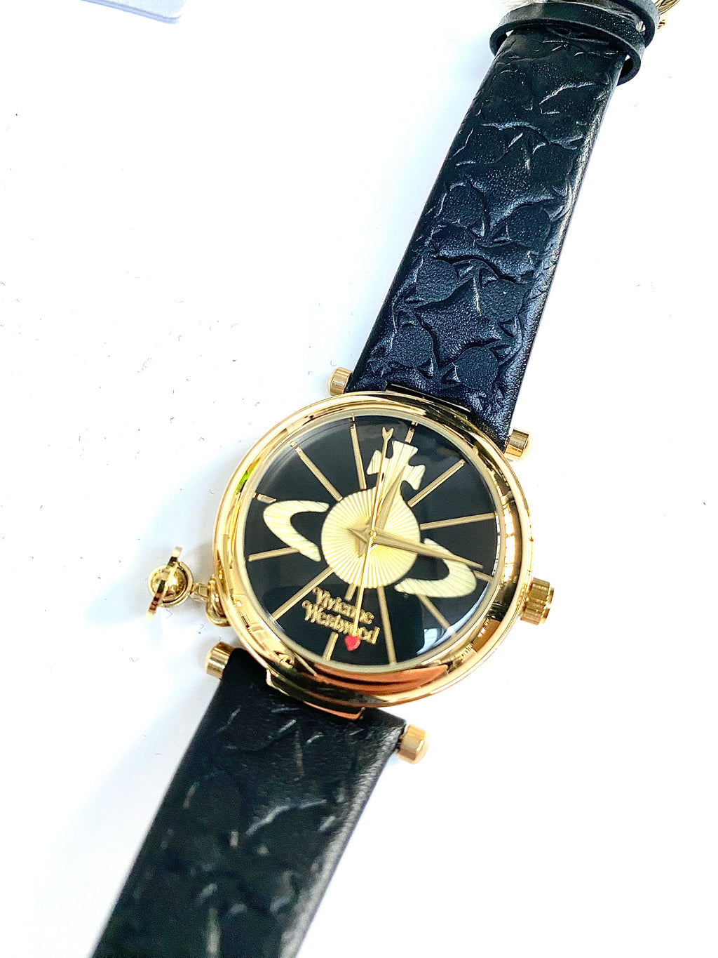 Vivienne Westwood Black Leather Star Embossed Watch
