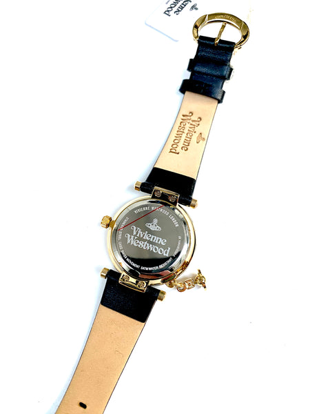 Vivienne Westwood Black Leather Star Embossed Watch