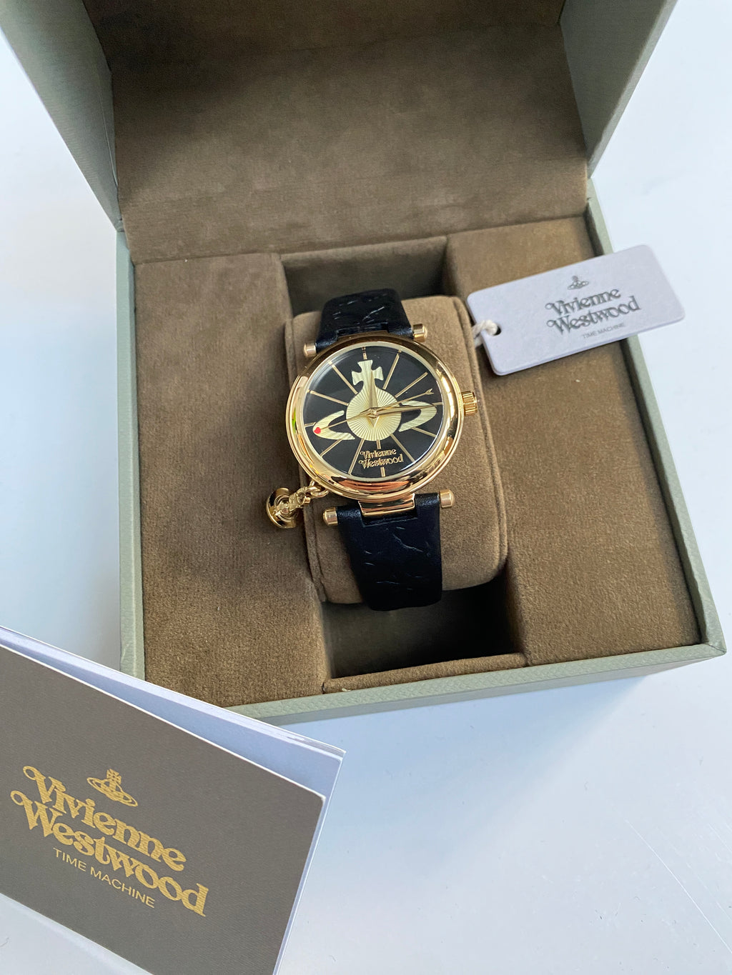 Vivienne Westwood Black Leather Star Embossed Watch