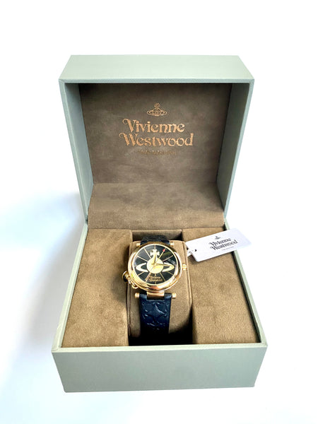 Vivienne Westwood Black Leather Star Embossed Watch