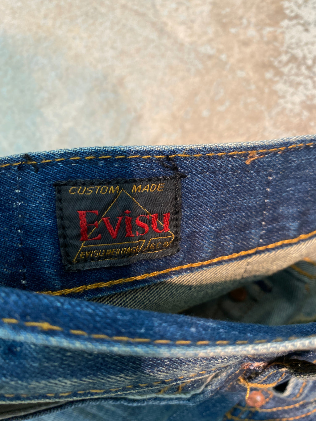 Evisu Yellow Seagull Washed Denim
