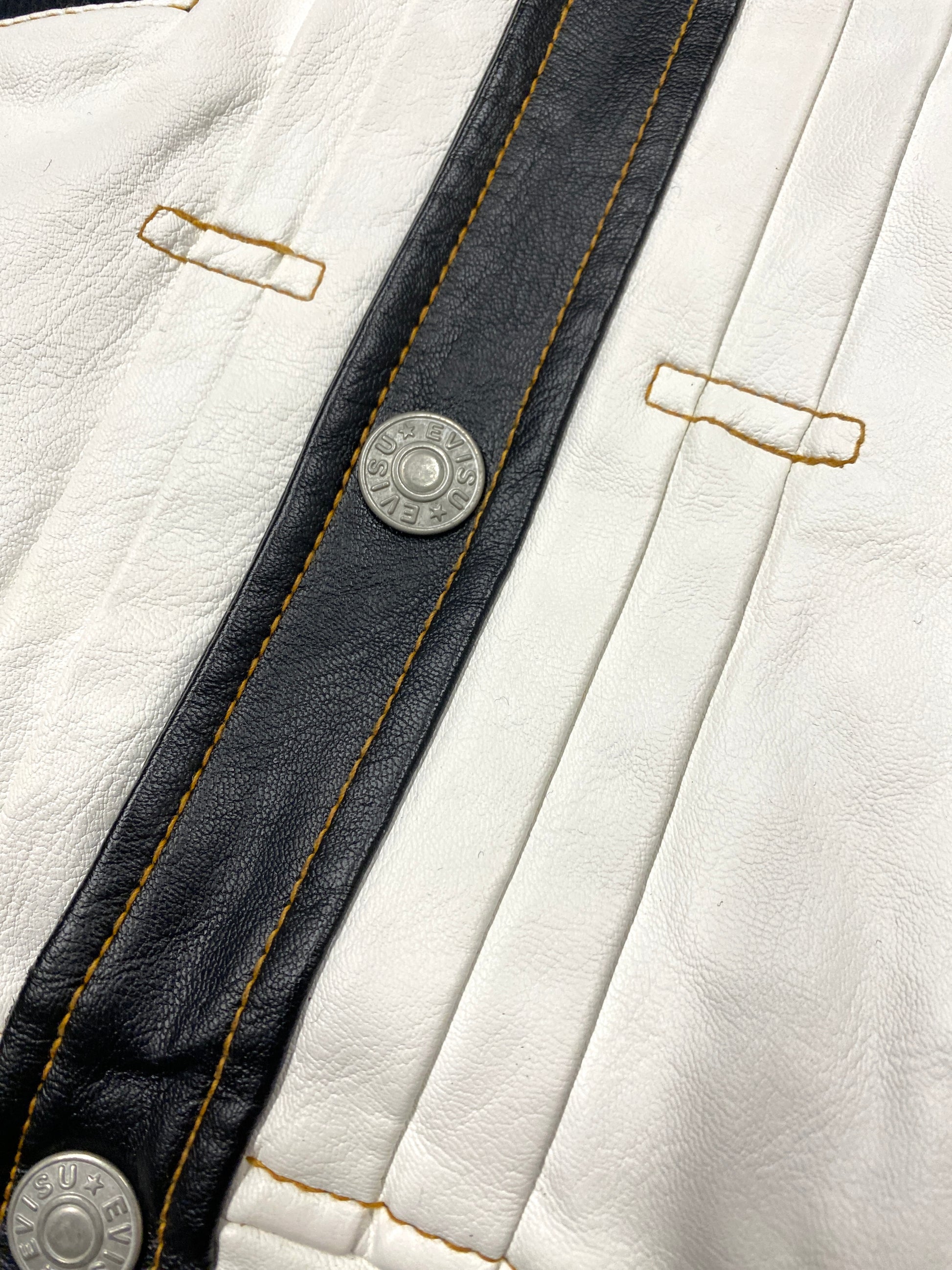Evisu Embroidery Tengu White Leather Jacket