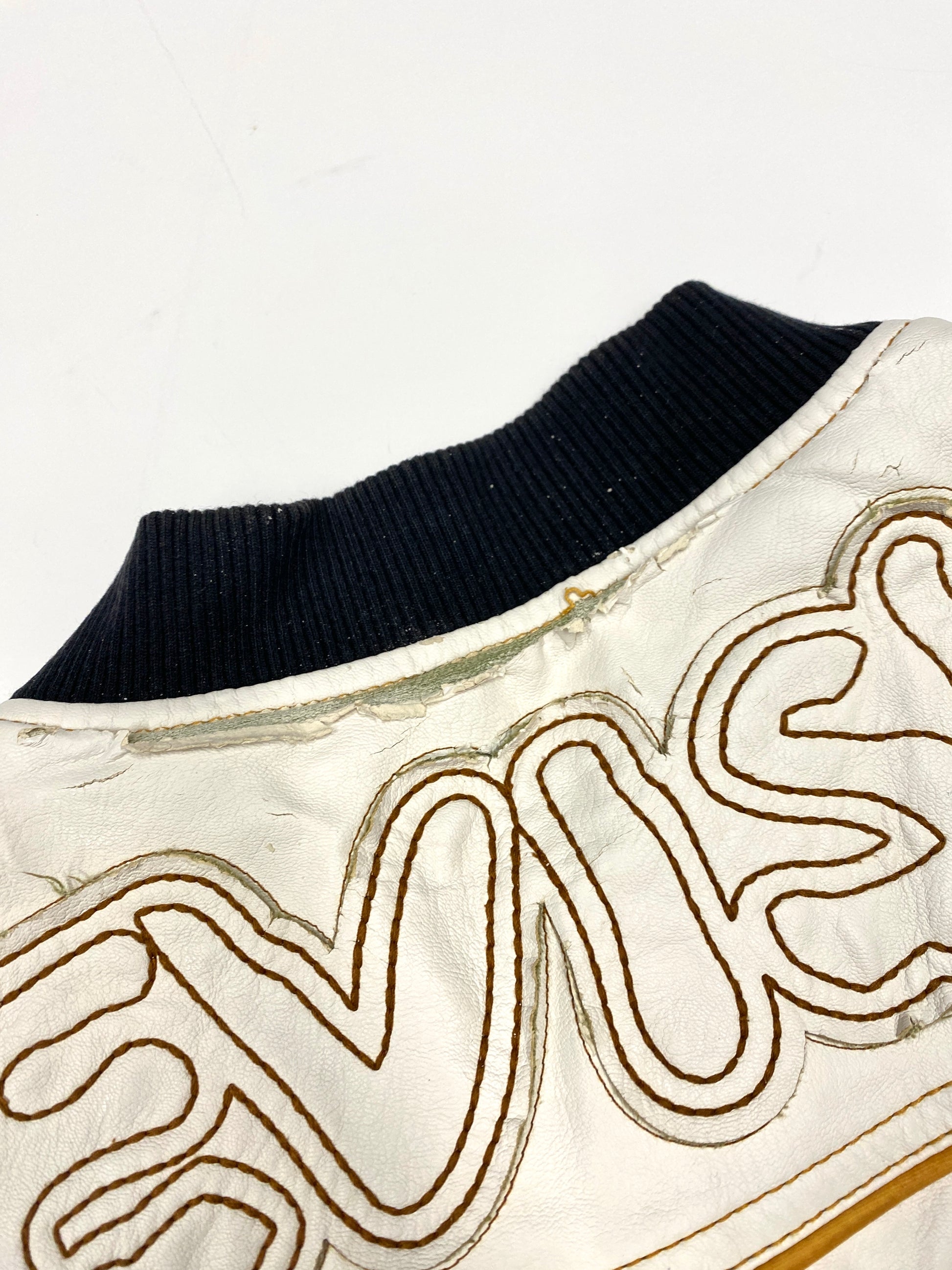 Evisu Embroidery Tengu White Leather Jacket