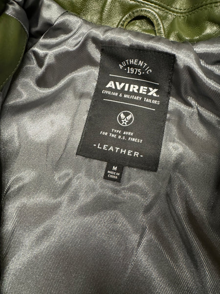 Avirex Varisty Army Green Leather Jacket