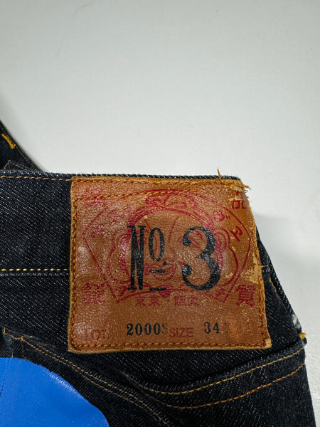 Evisu UK Flag Daicock Raw Denim Jort