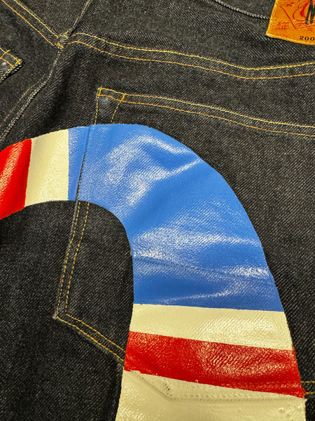 Evisu UK Flag Daicock Raw Denim Jort