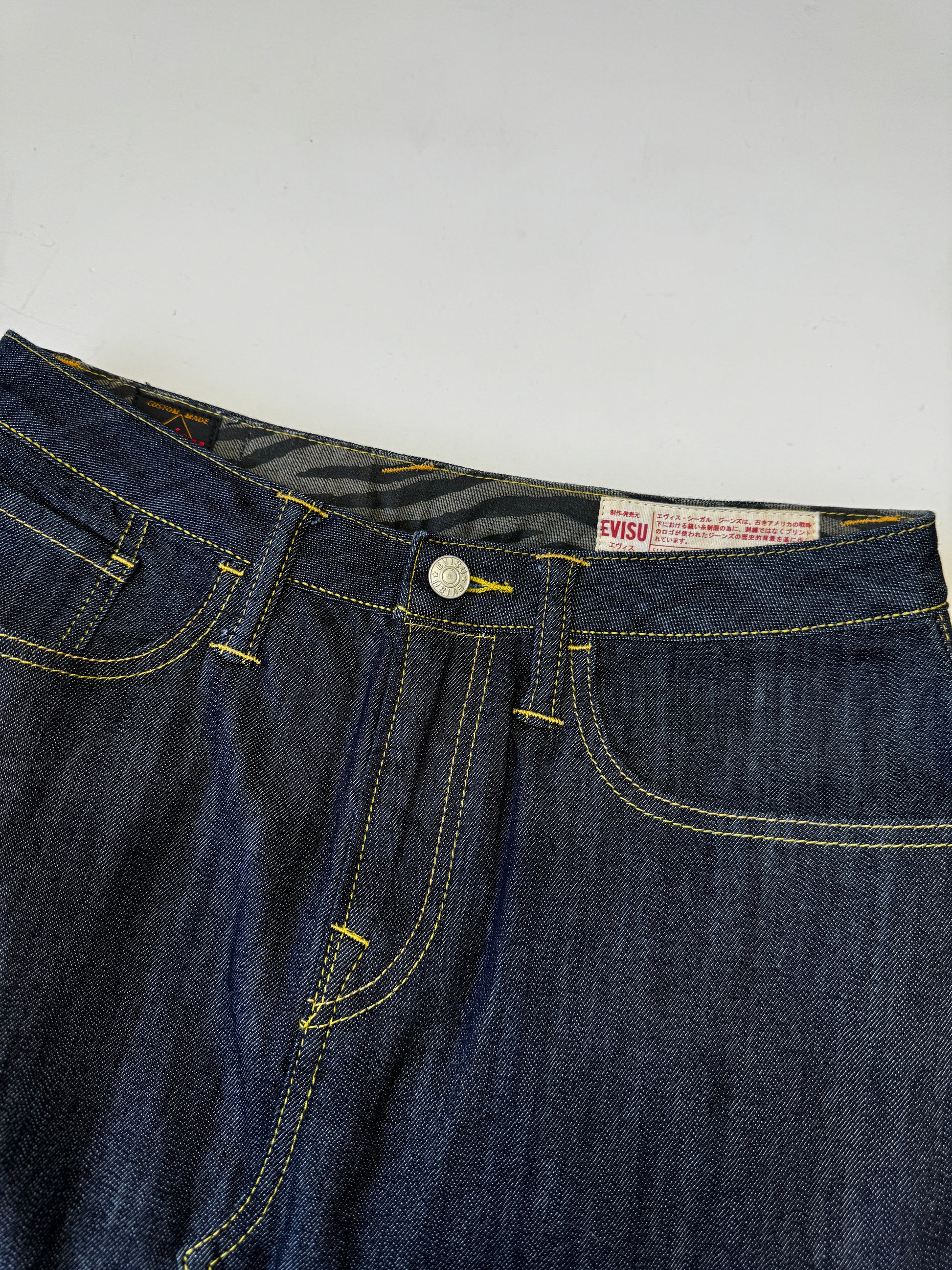 Evisu Fur Denim Skirt Seagull