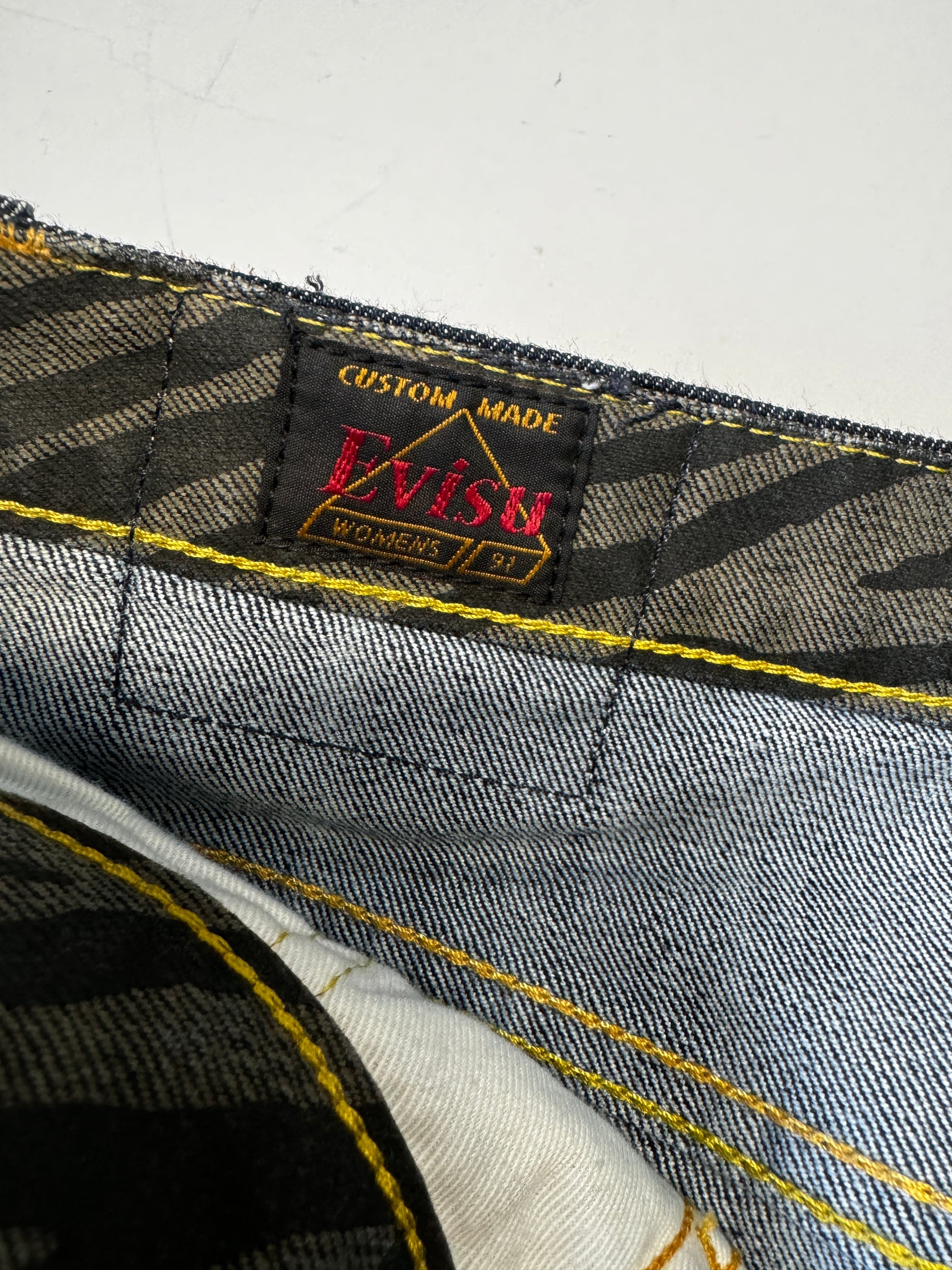 Evisu Fur Denim Skirt Seagull