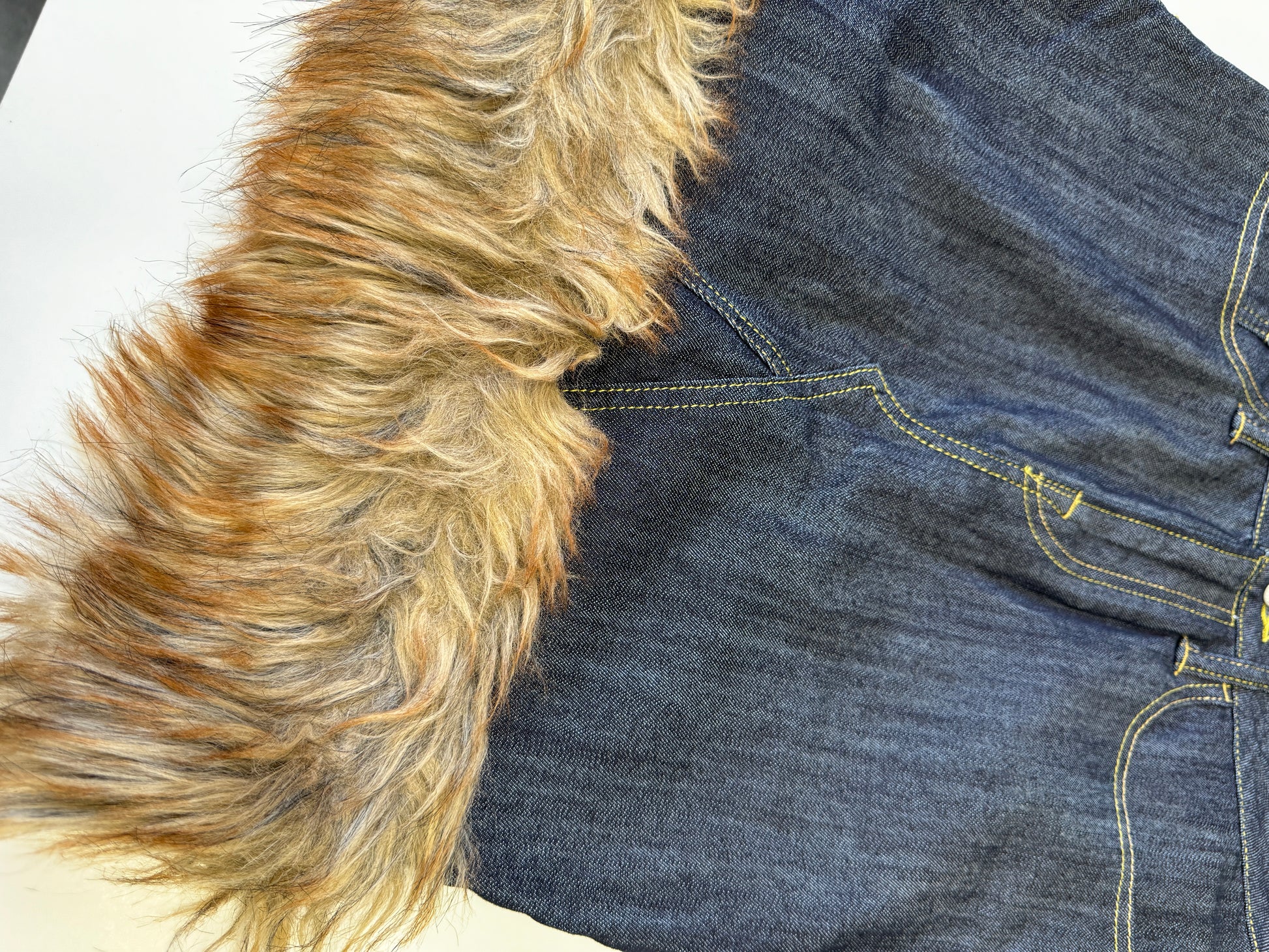 Evisu Fur Denim Skirt Seagull