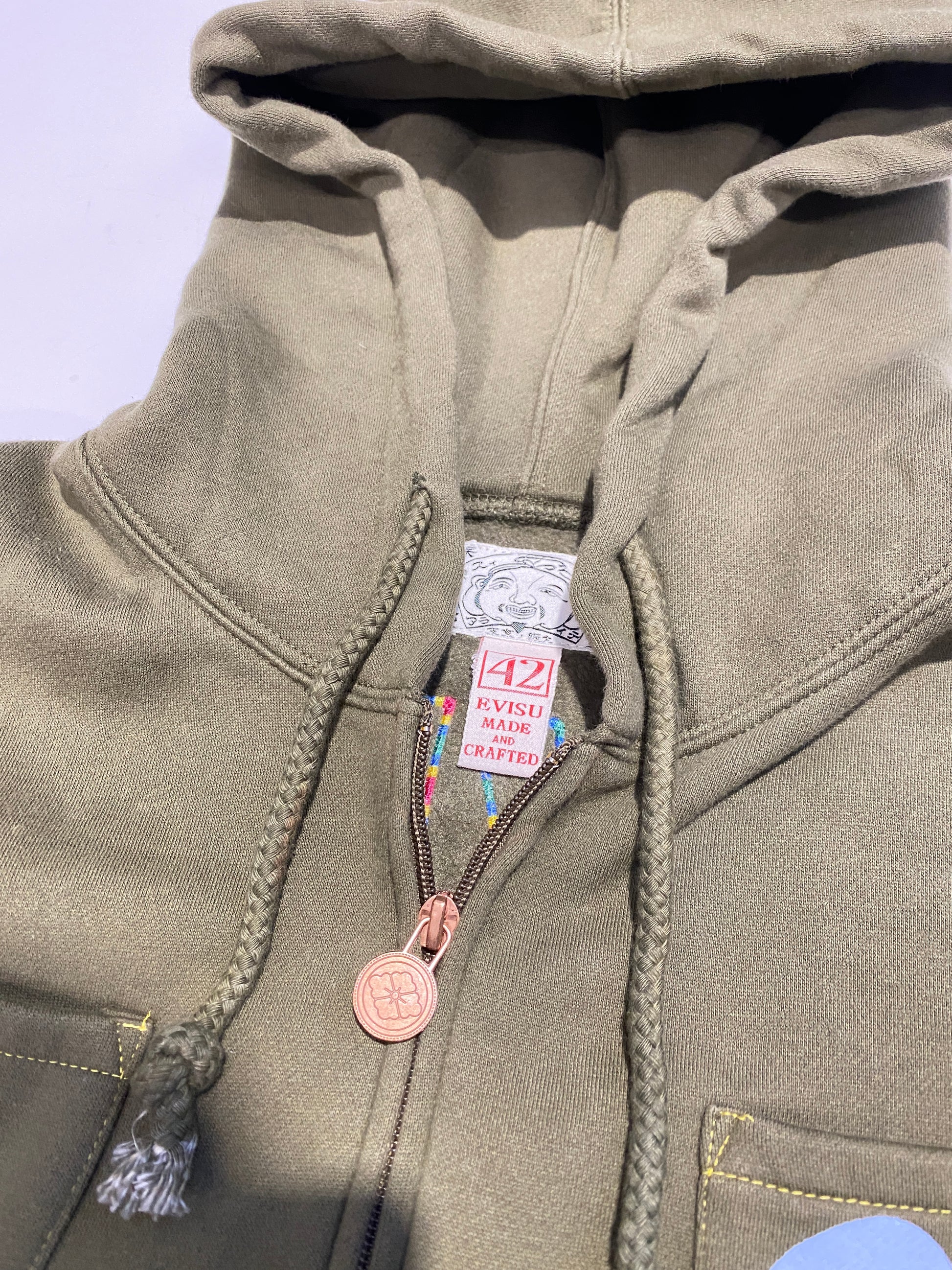 Evisu Multi-pocket Army Green Zip Hoodie