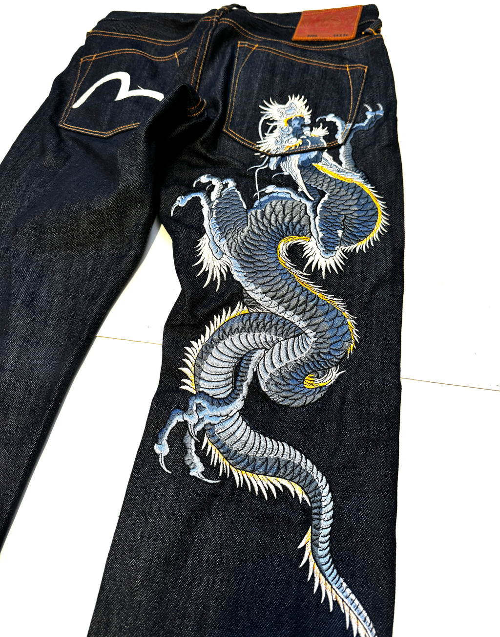 Evisu  Blue Long Dragon Embroidery  Seagull Denim Jean