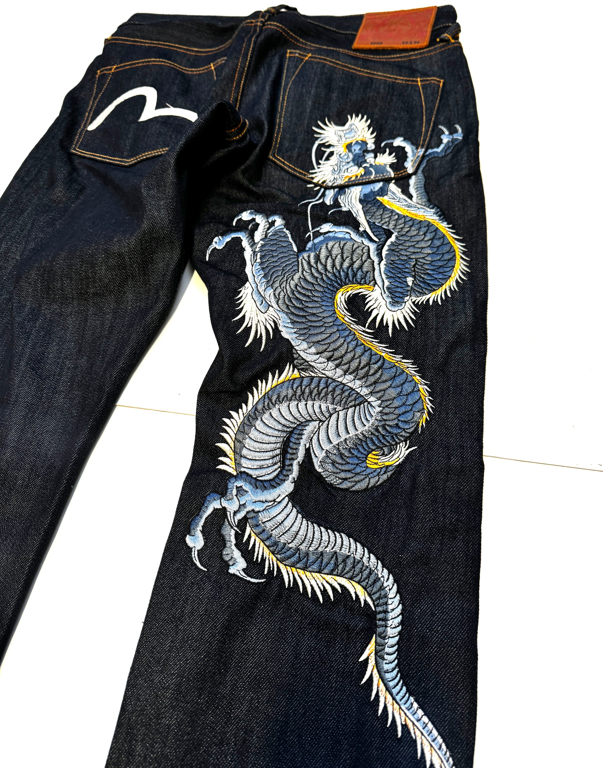 Evisu  Blue Long Dragon Embroidery  Seagull Denim Jean