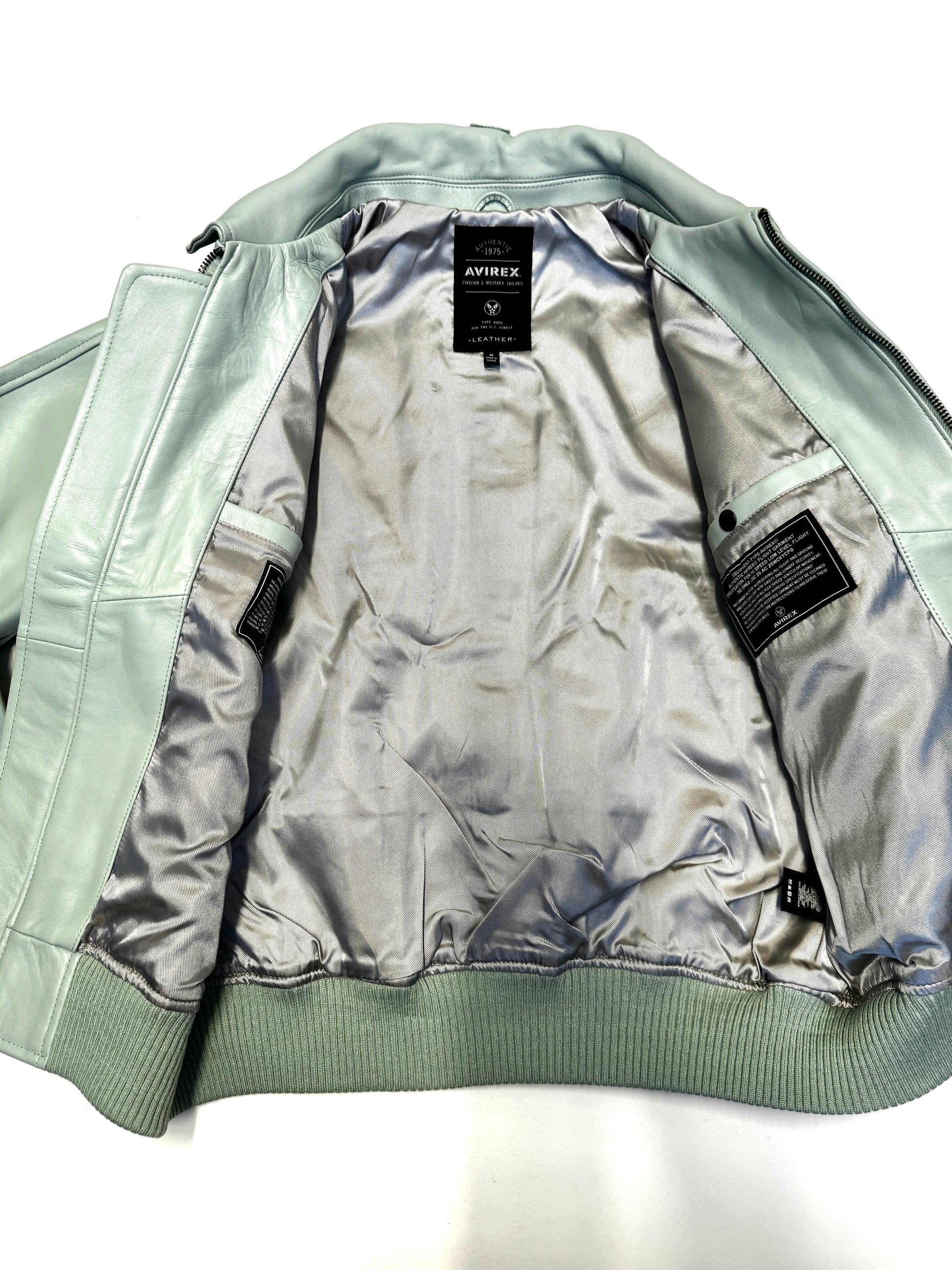 Avirex Varisty Baby Blue Leather Jacket