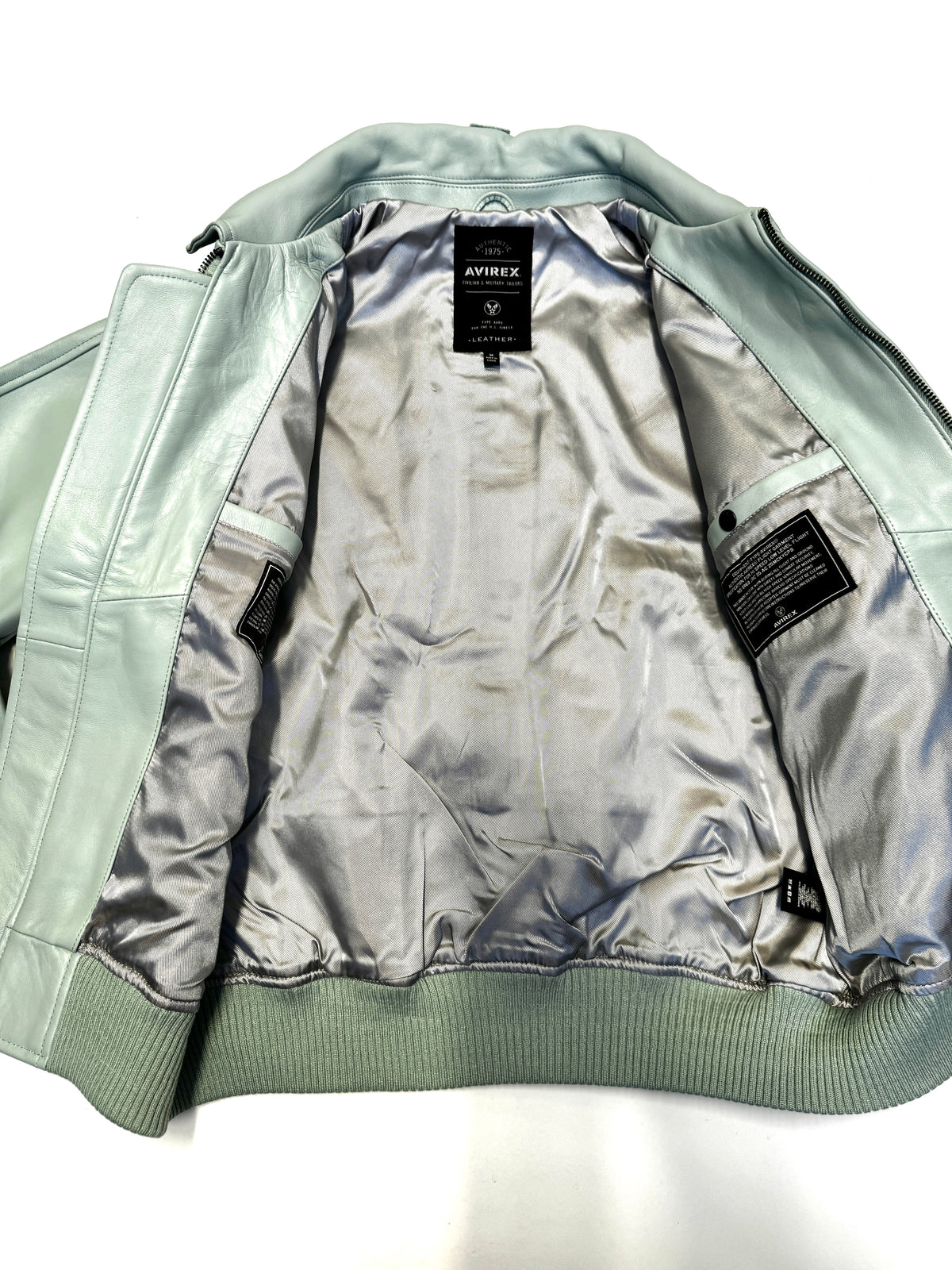 Avirex Varisty Baby Blue Leather Jacket