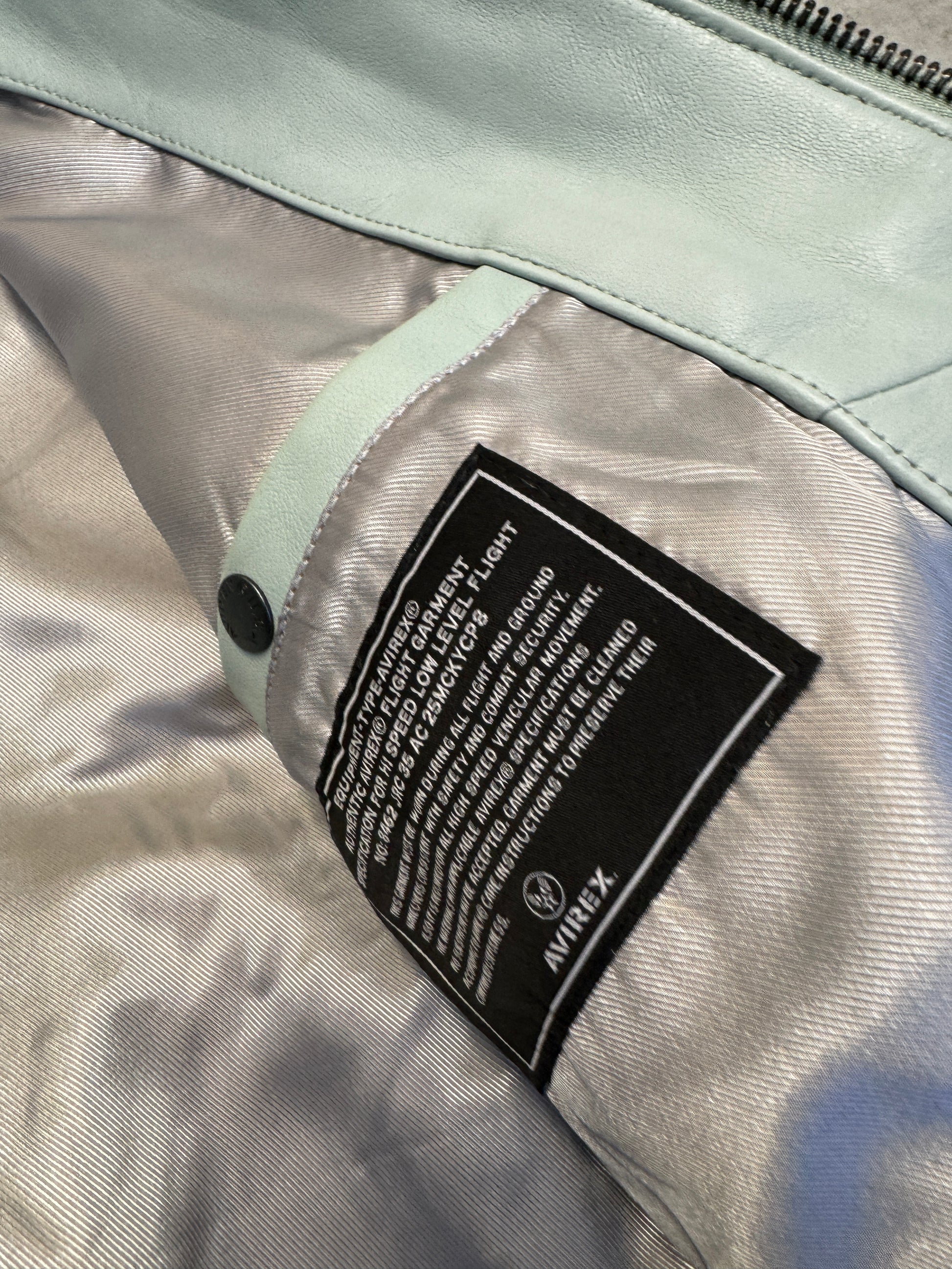 Avirex Varisty Baby Blue Leather Jacket