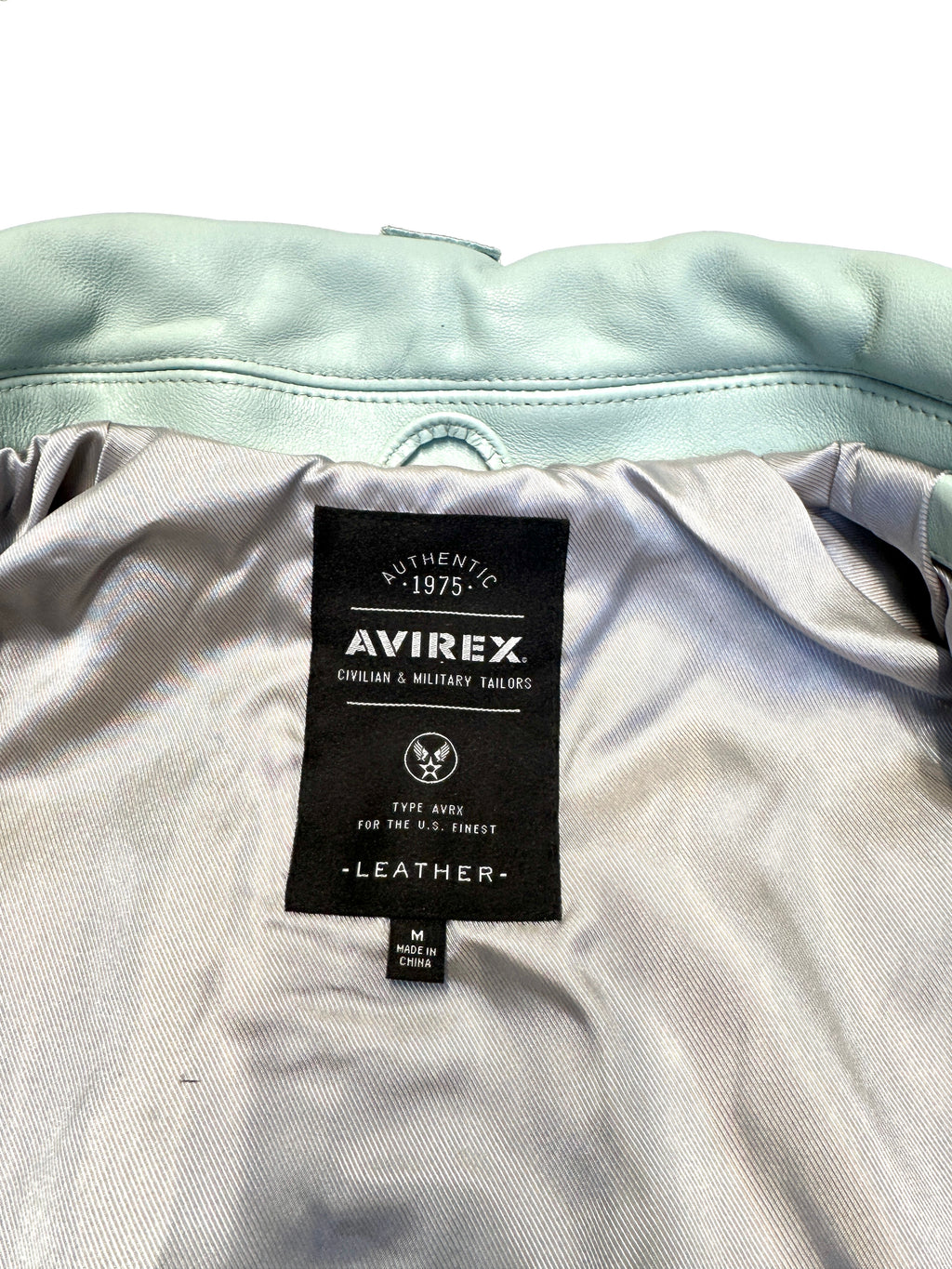 Avirex Varisty Baby Blue Leather Jacket