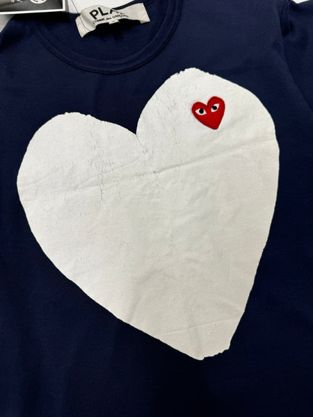 Comme des Garçons Play White Heart Navy Tee