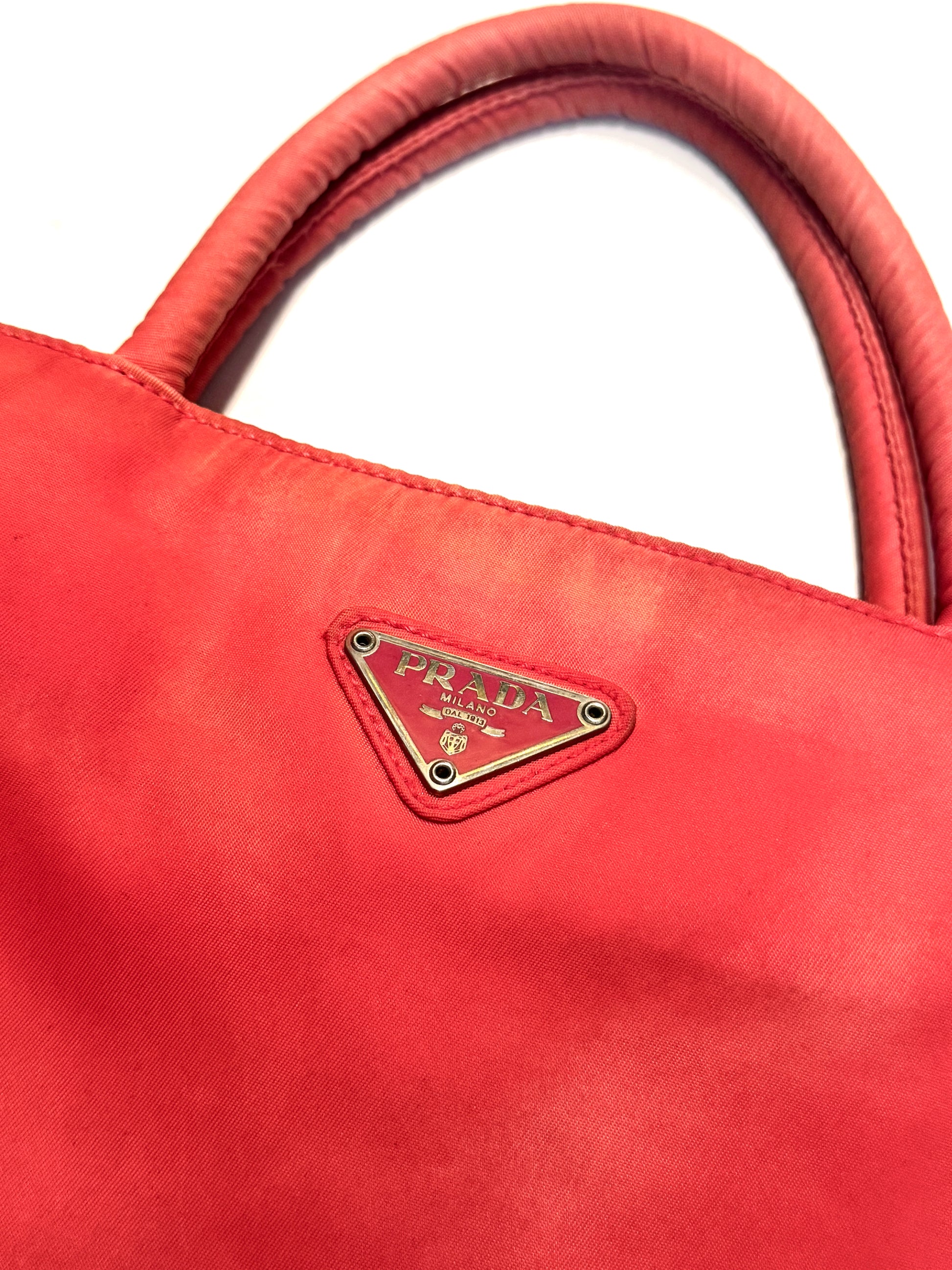 PRADA Vintage Rose Red Mini Tote Bag