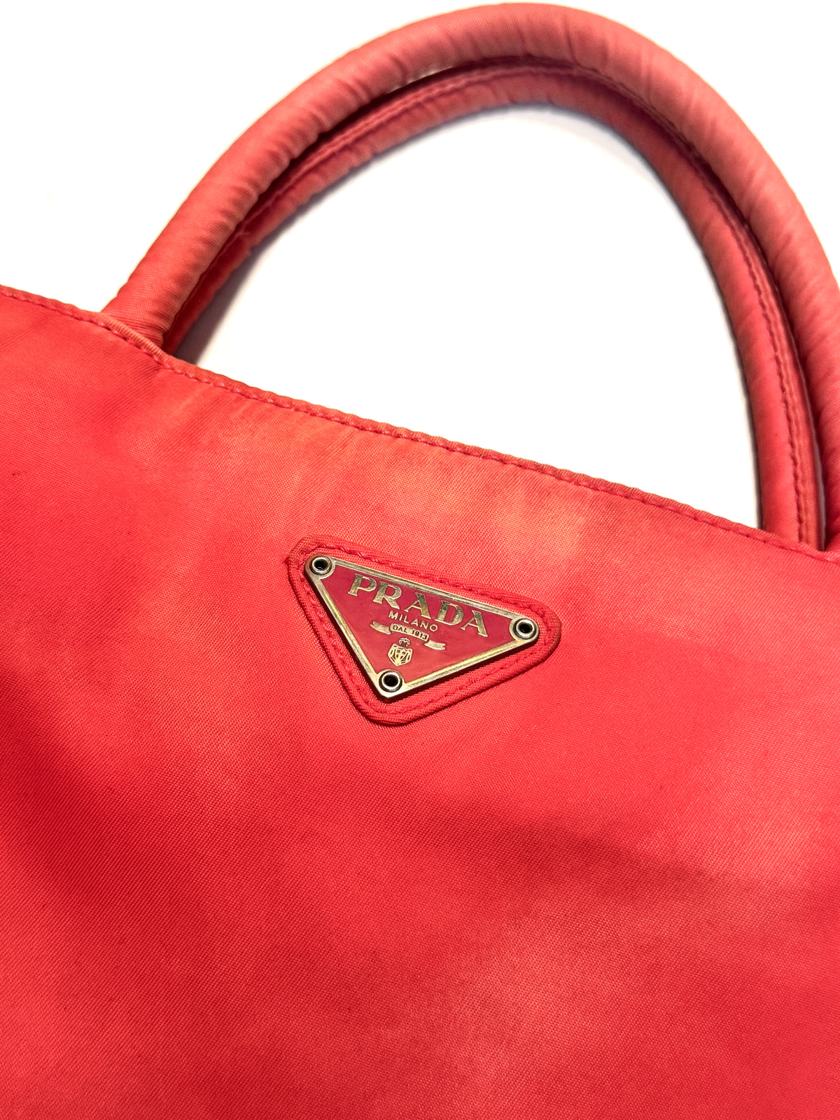 PRADA Vintage Rose Red Mini Tote Bag