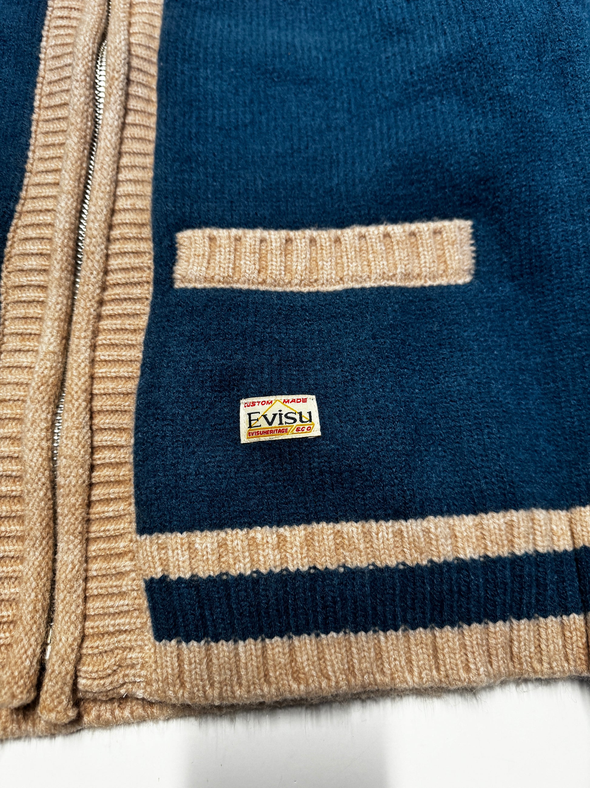Evisu Daruma Blue Zip Knitwear