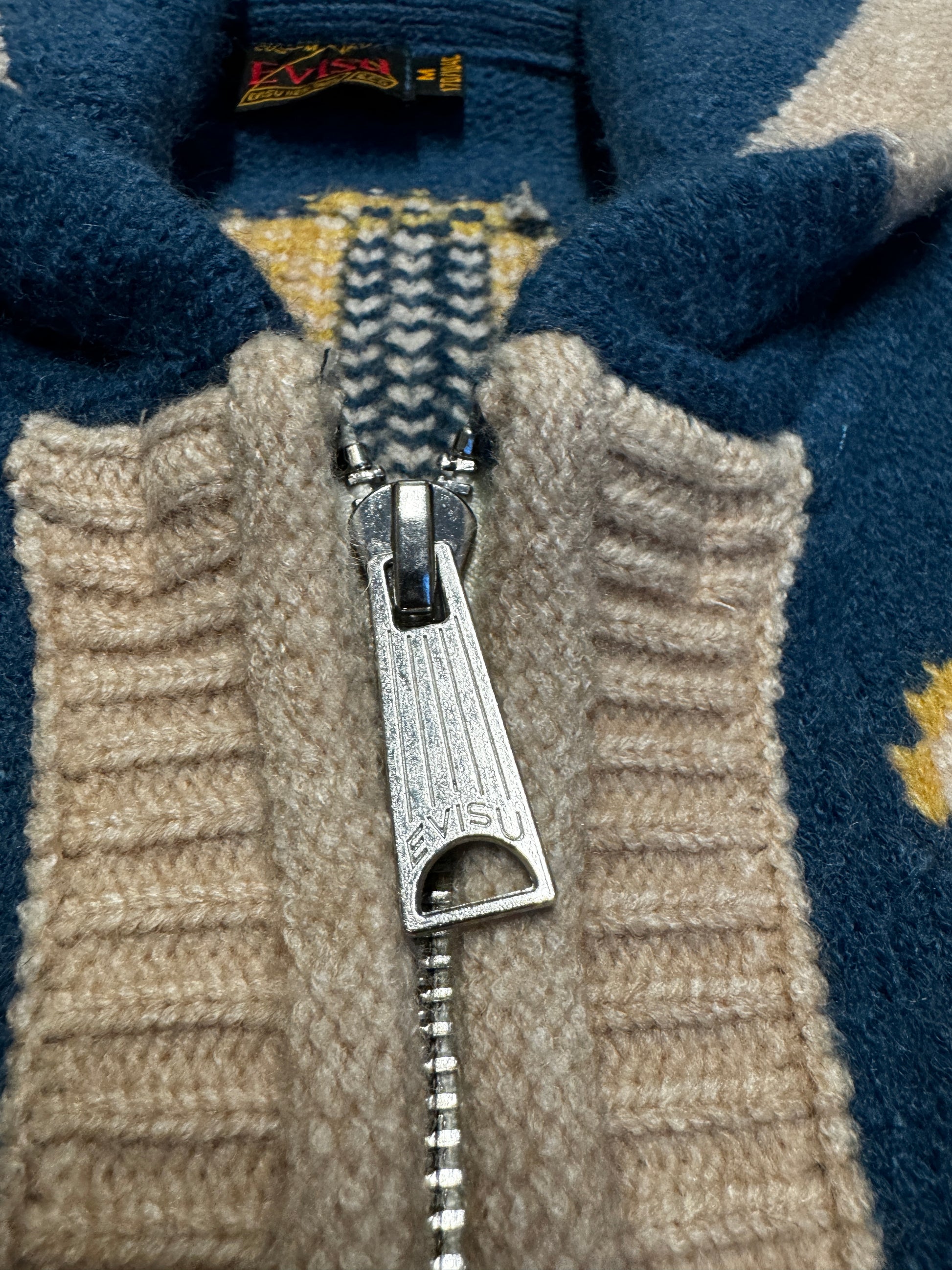 Evisu Daruma Blue Zip Knitwear