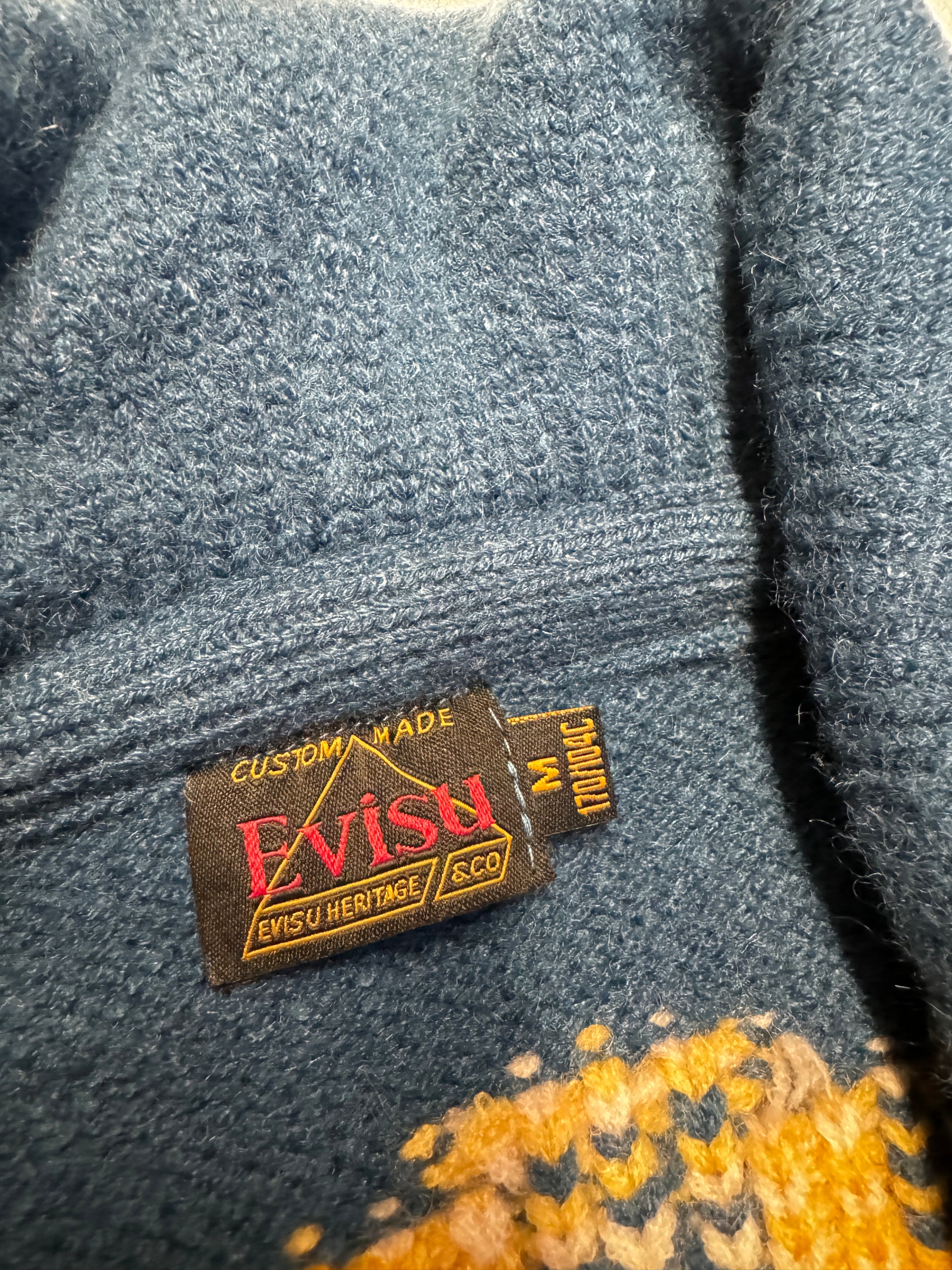 Evisu Daruma Blue Zip Knitwear