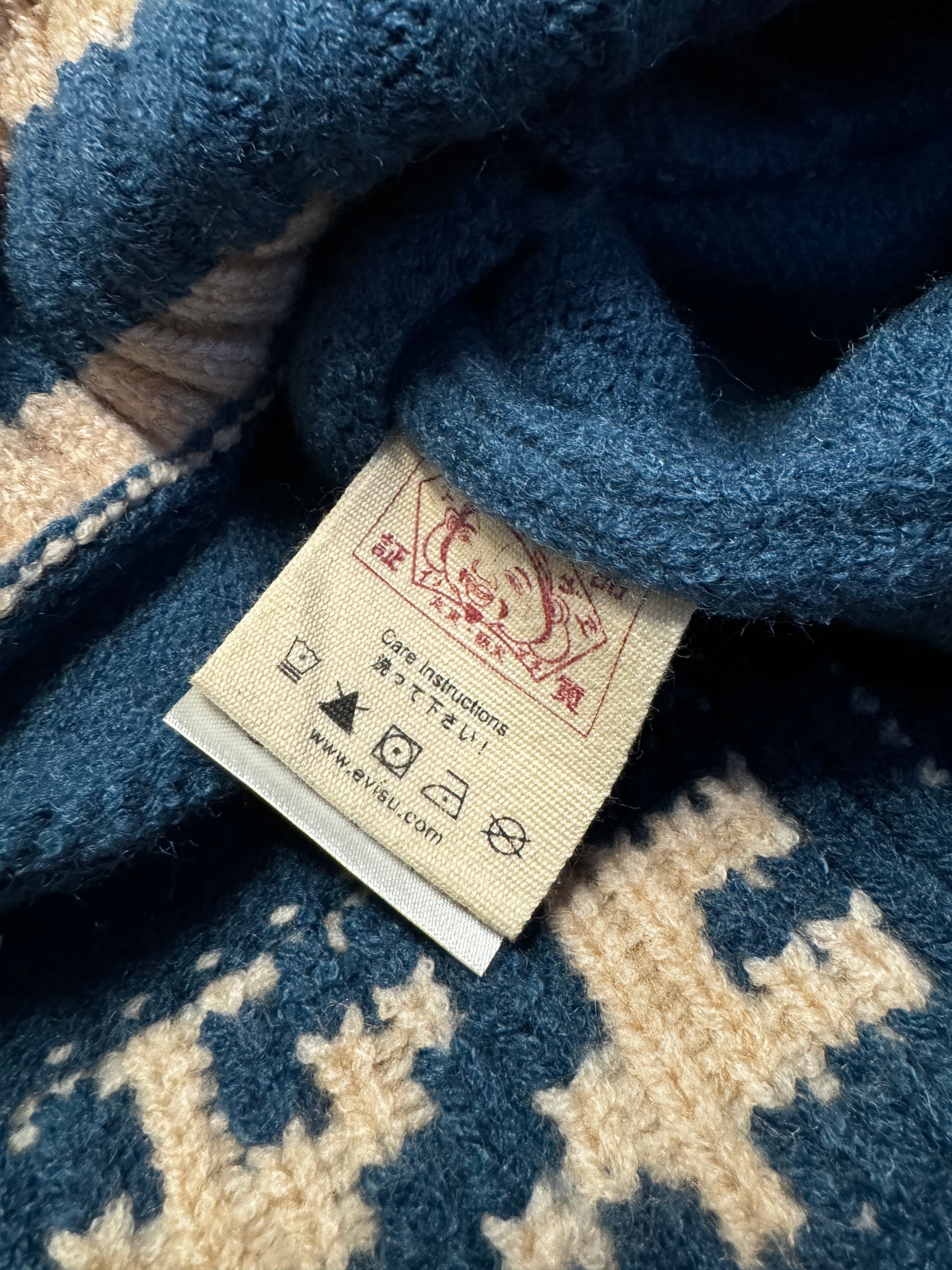 Evisu Daruma Blue Zip Knitwear