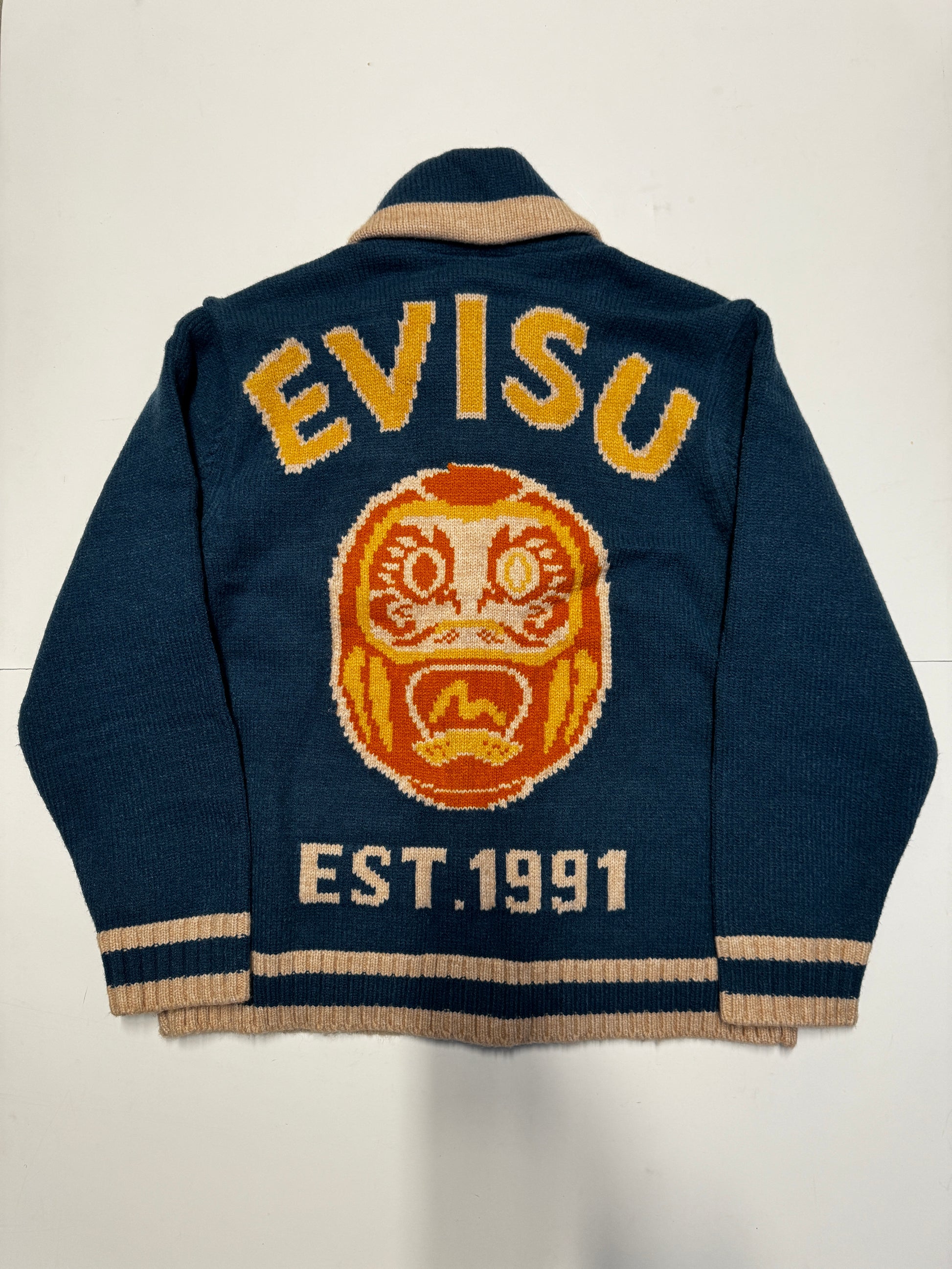 Evisu Daruma Blue Zip Knitwear