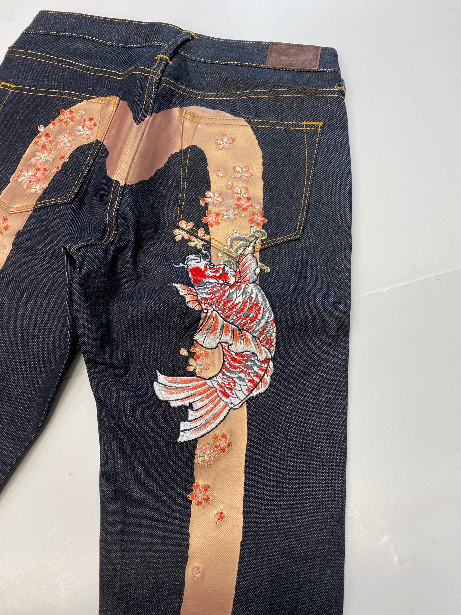 Evisu Pink Floral Fish Daicock Denim Jean