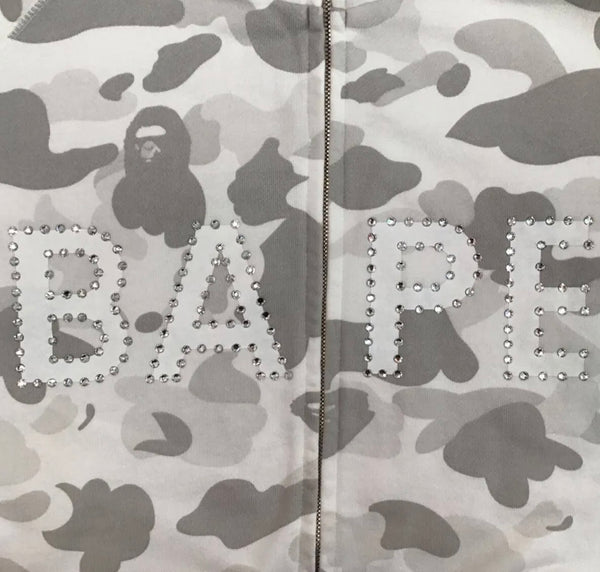 BAPE OG Grey Camo Swarovski Full Zip Hoodie