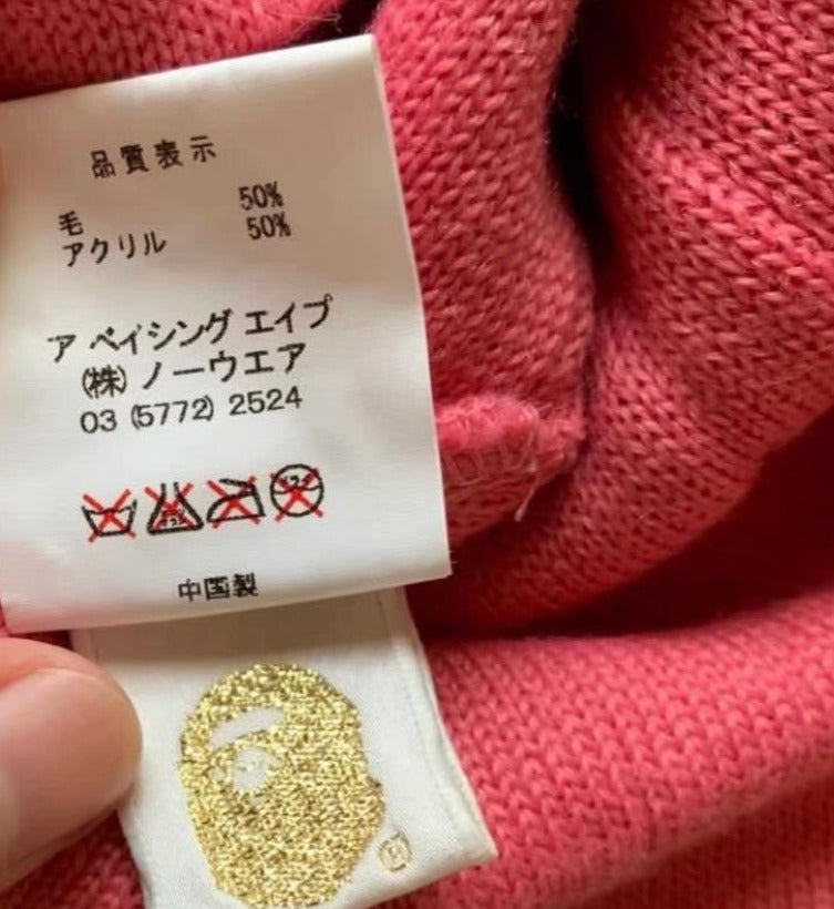 BAPE OG STA Head Pink Beanie