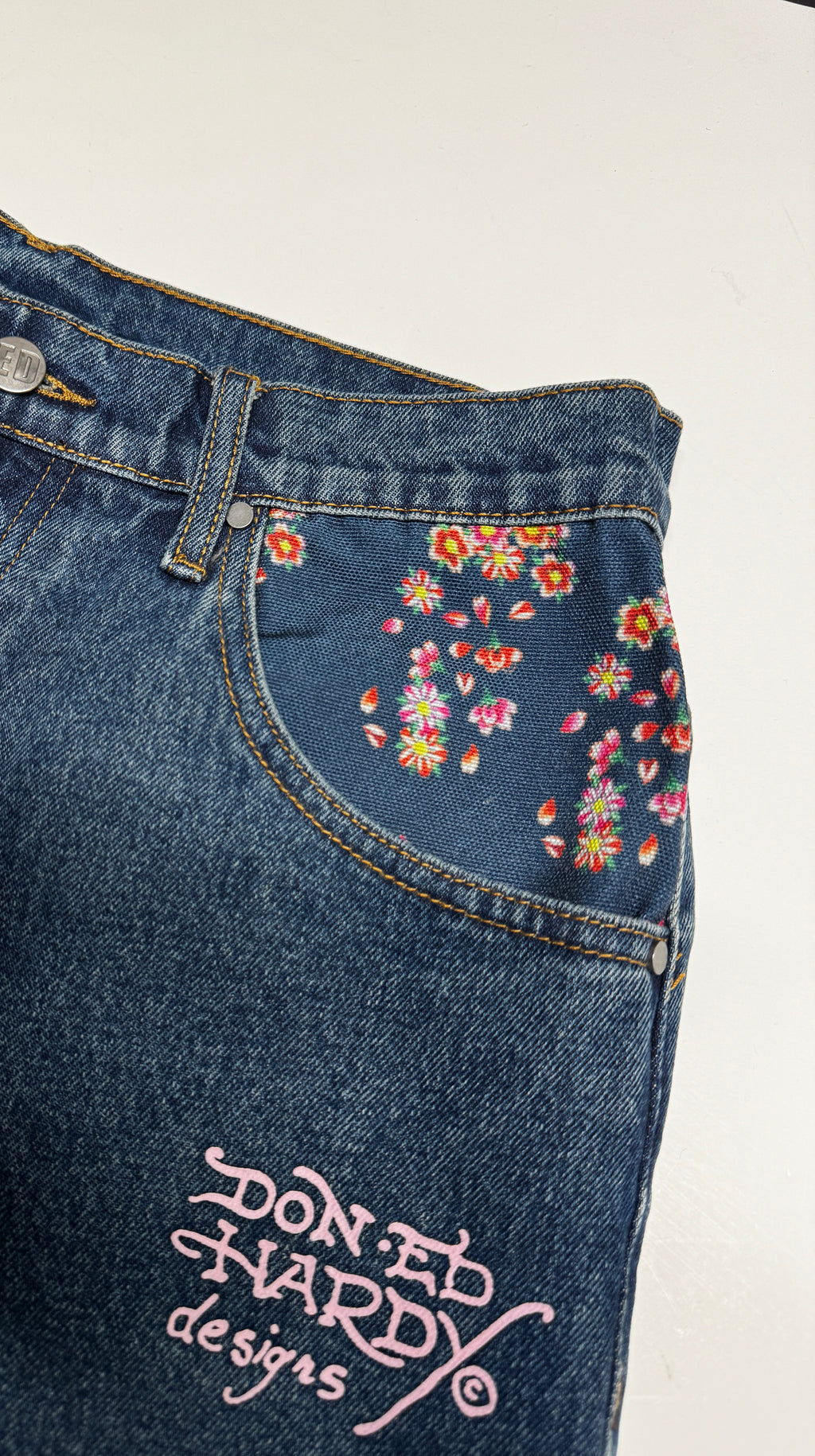Ed Hardy Pink Blossom Denim Short