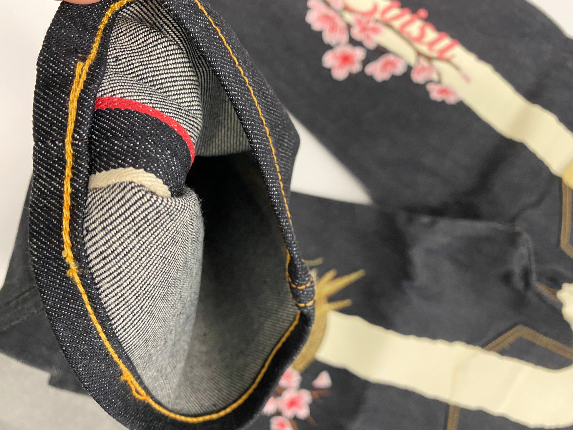 Evisu Sakura Dragon White Brushed Daicock Denim Jean